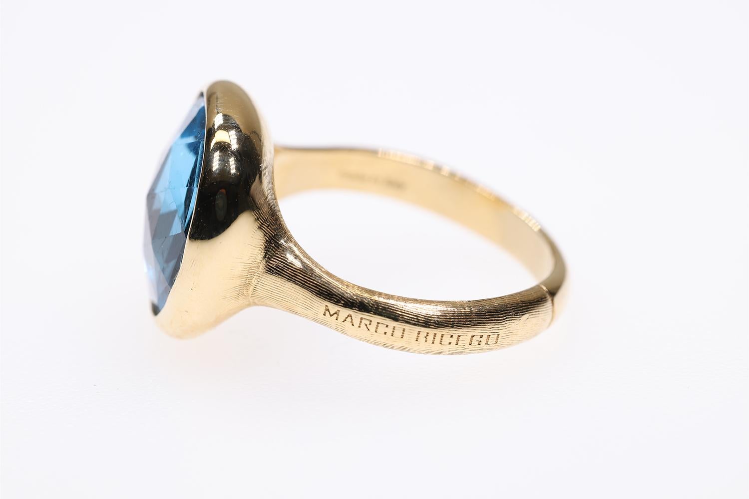 For Sale:  Marco Bicego Large Blue Topaz 18K Yellow Gold Ring 7