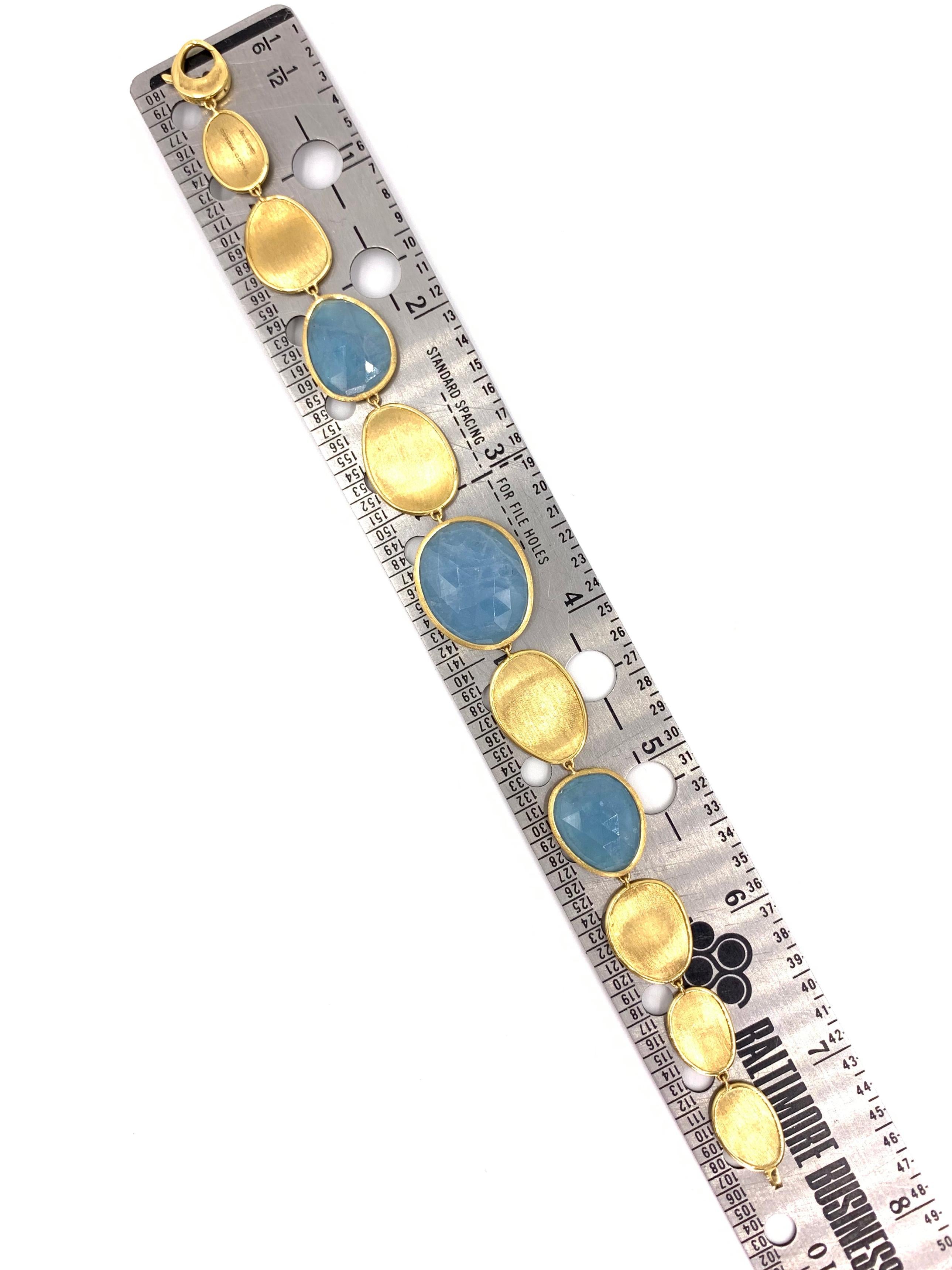 Contemporary Marco Bicego Lunaria 18 Karat Gold and Aquamarine Bracelet