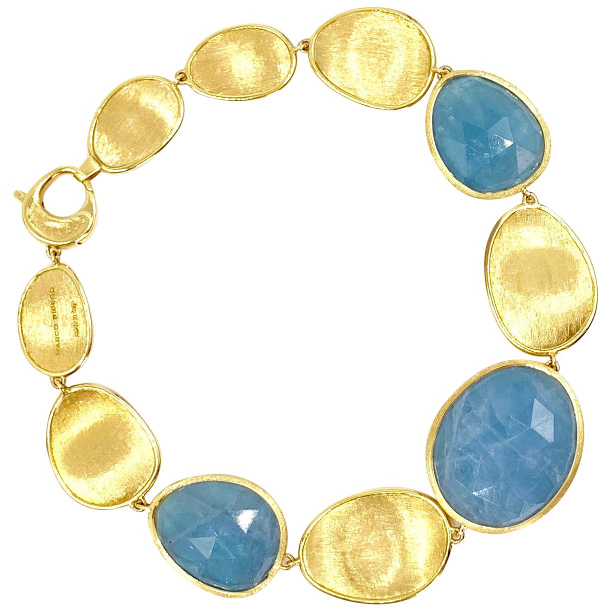Marco Bicego Lunaria 18 Karat Gold and Aquamarine Bracelet