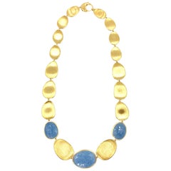 Marco Bicego Lunaria 18 Karat Gold and Aquamarine Necklace