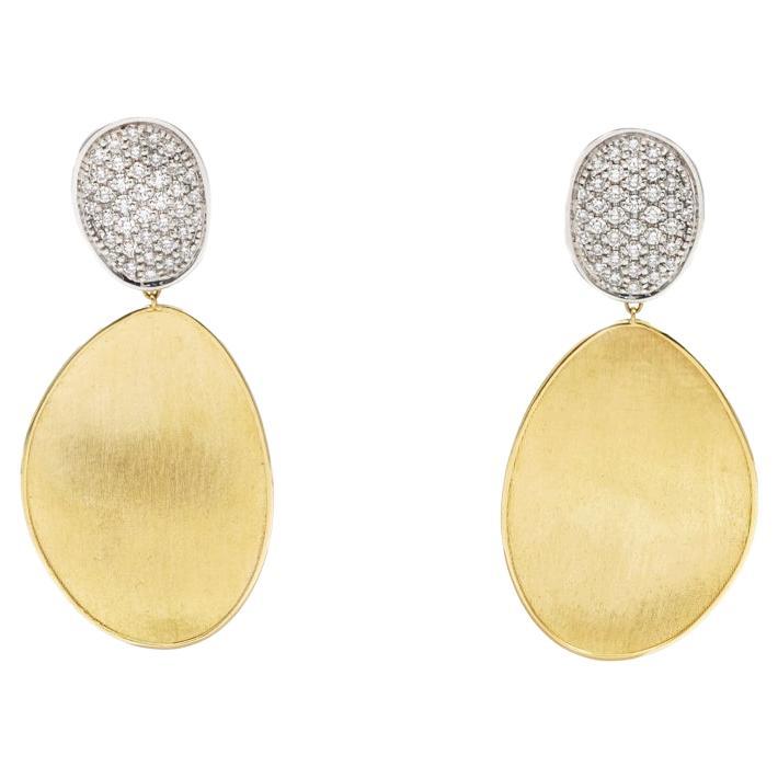 Marco Bicego Lunaria Boucles d'oreilles en goutte en or jaune 18 carats et diamants OB1426 B YW  en vente