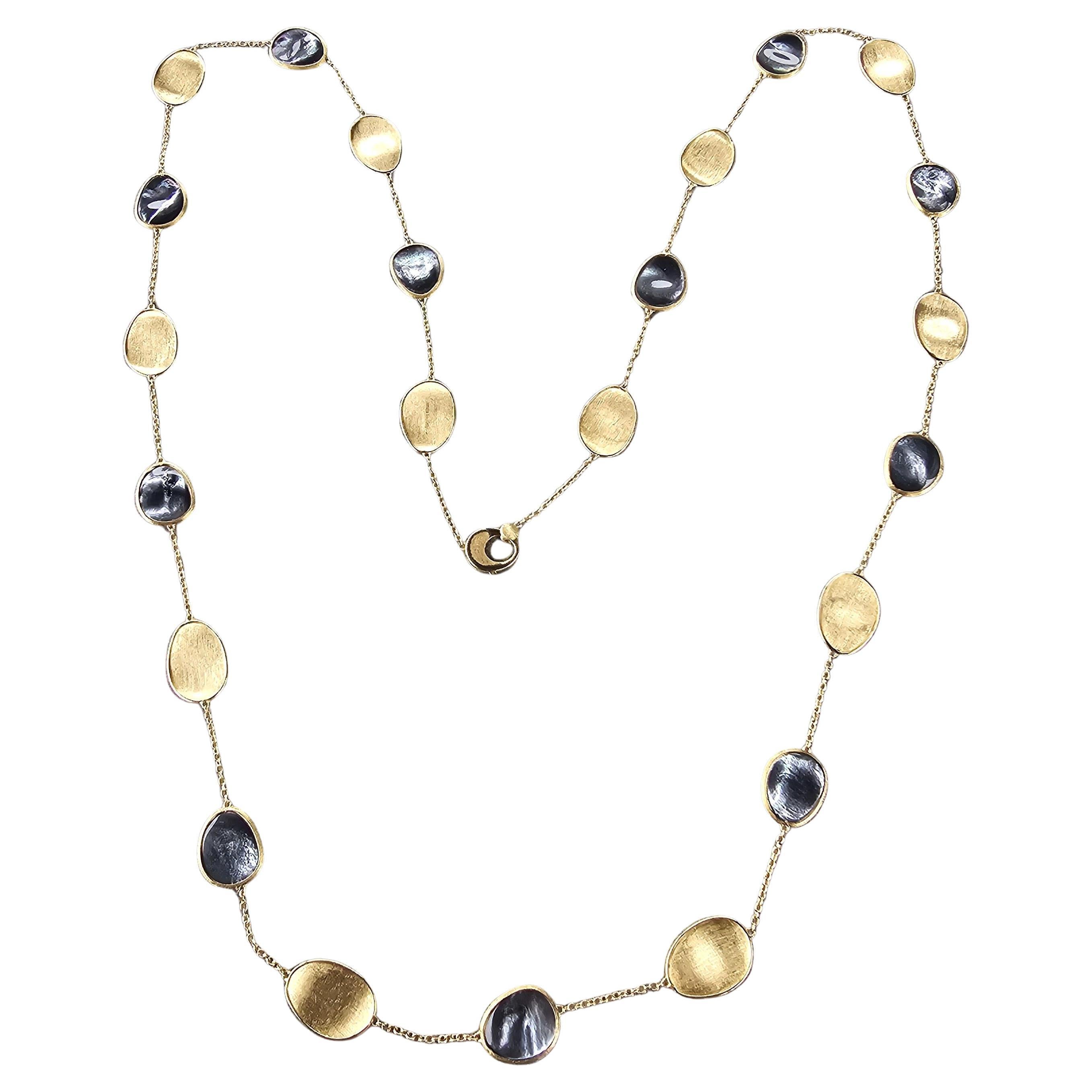 Marco Bicego Lunaria 36" Chain Necklace 18k Yellow Gold Black Mother Pearl 6990