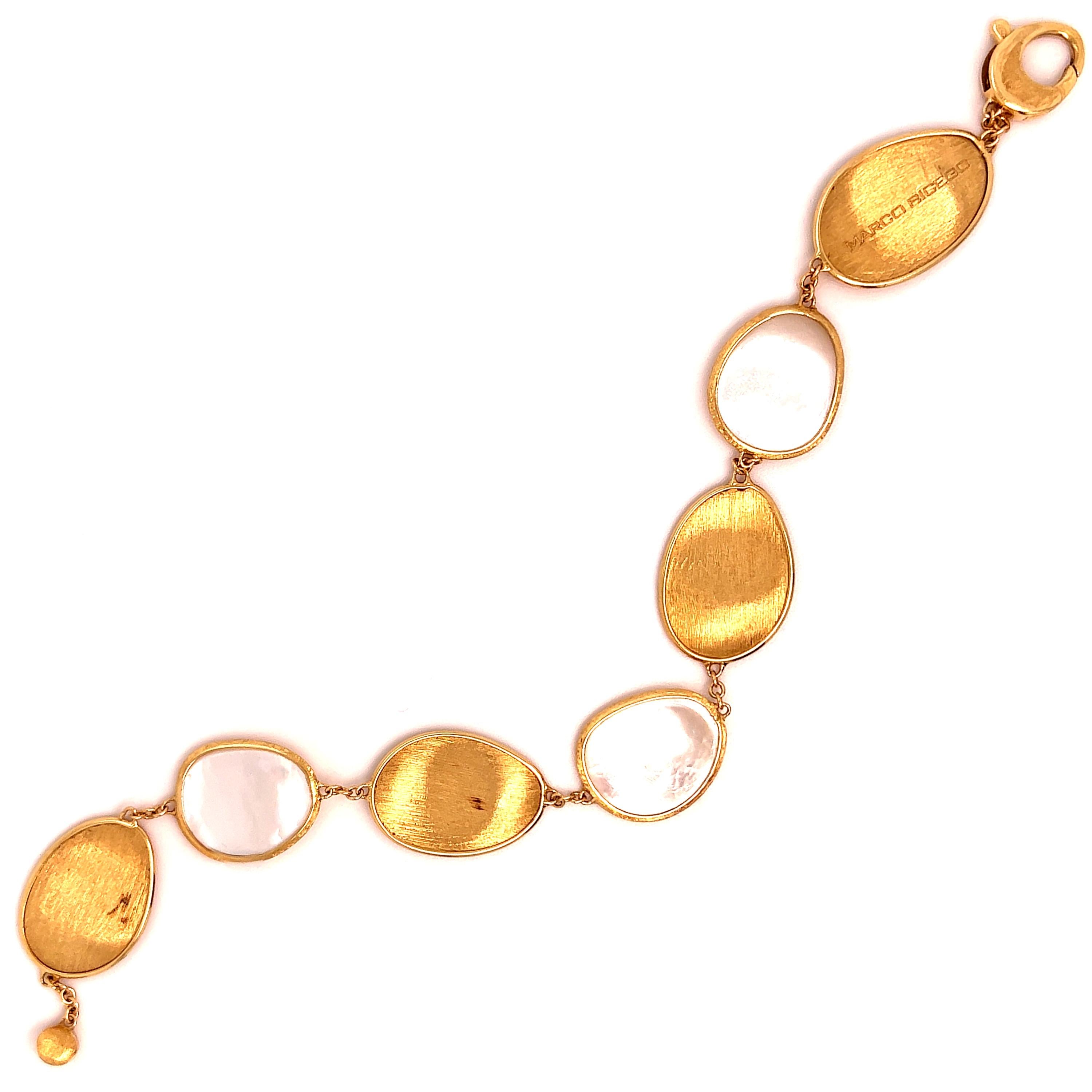 Marco Bicego Lunaria Collection 18K Yellow Gold White Mother of Pearl Bracelet

