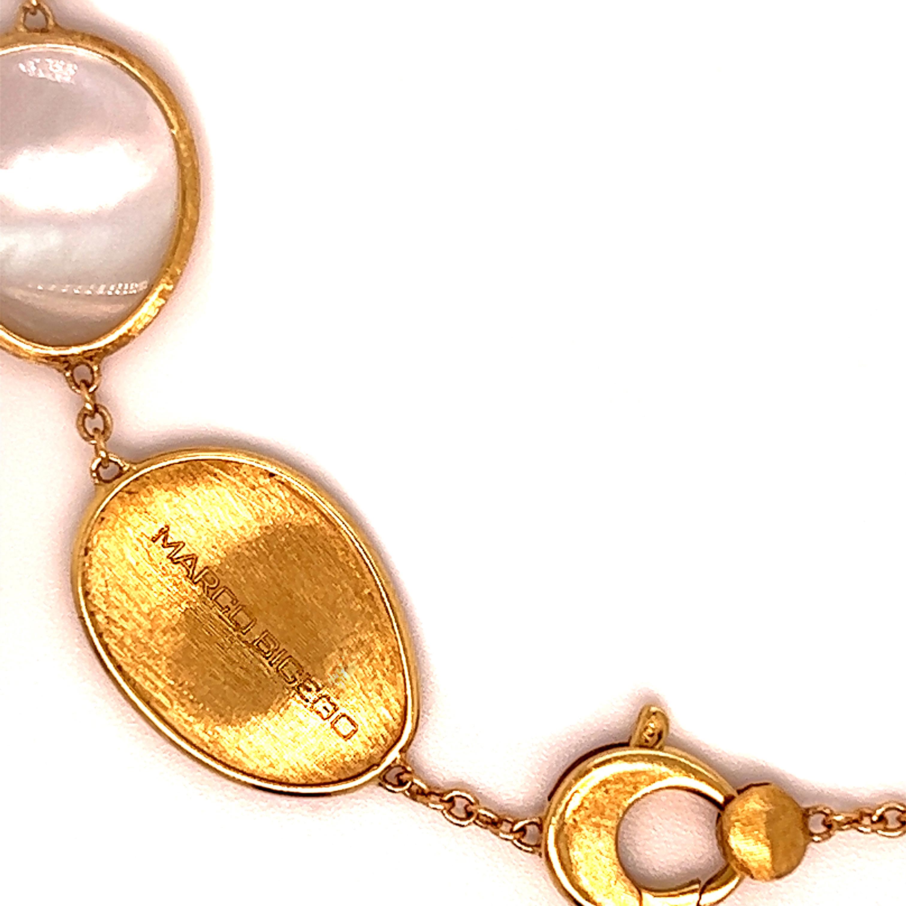 Contemporary MarCo Bicego Lunaria Collection 18k Yellow Gold White Mother of Pearl Bracelet
