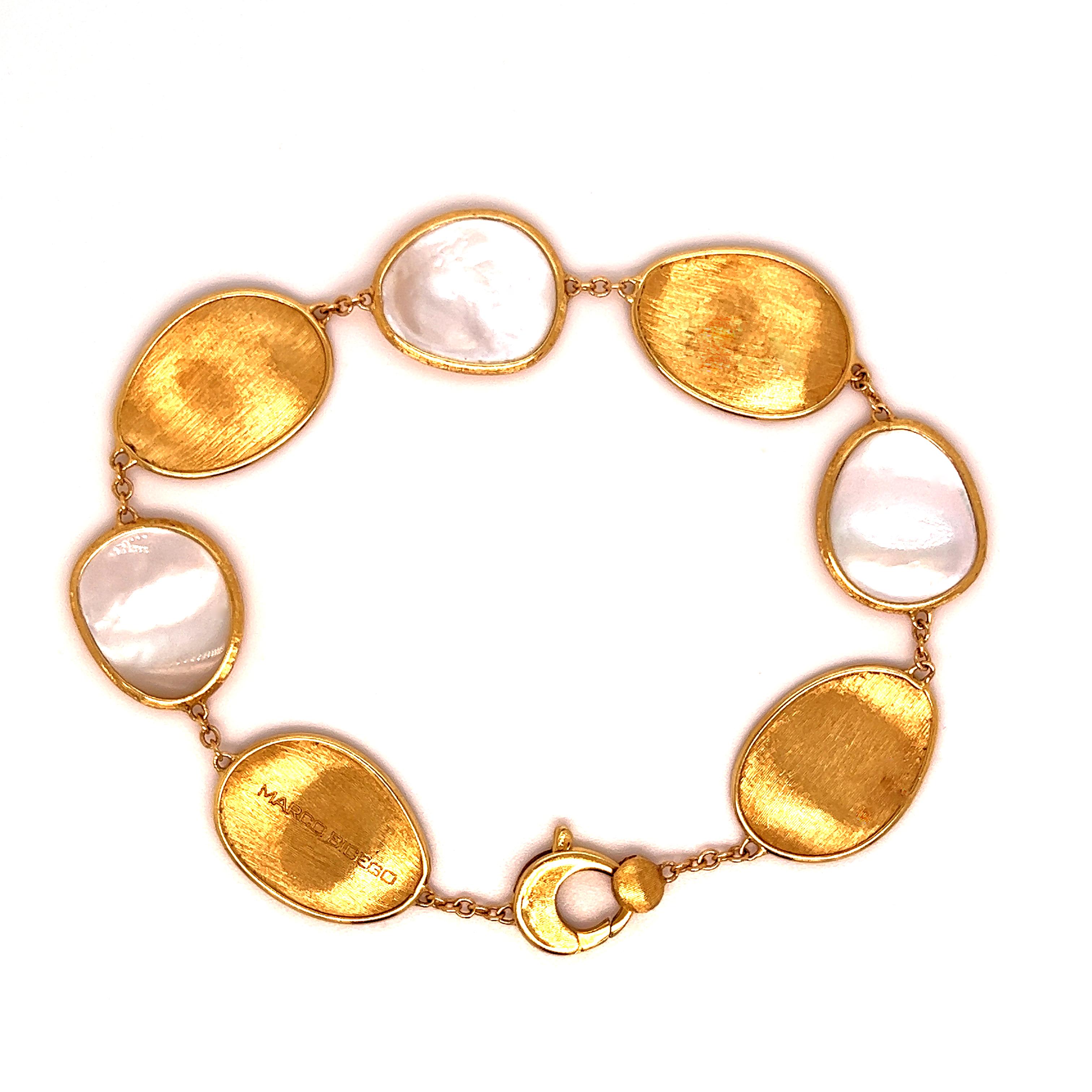 Mixed Cut MarCo Bicego Lunaria Collection 18k Yellow Gold White Mother of Pearl Bracelet