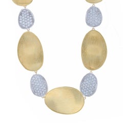 Marco Bicego Lunaria Diamond Brushed Necklace 17 1/2" Yellow Gold 18k Rd 2.68ctw