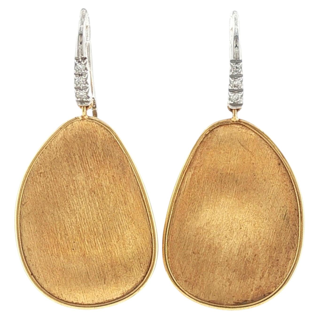 Pre-owned Marco Bicego Lunaria Drop Diamond 18 Karat Yellow Gold Earrings