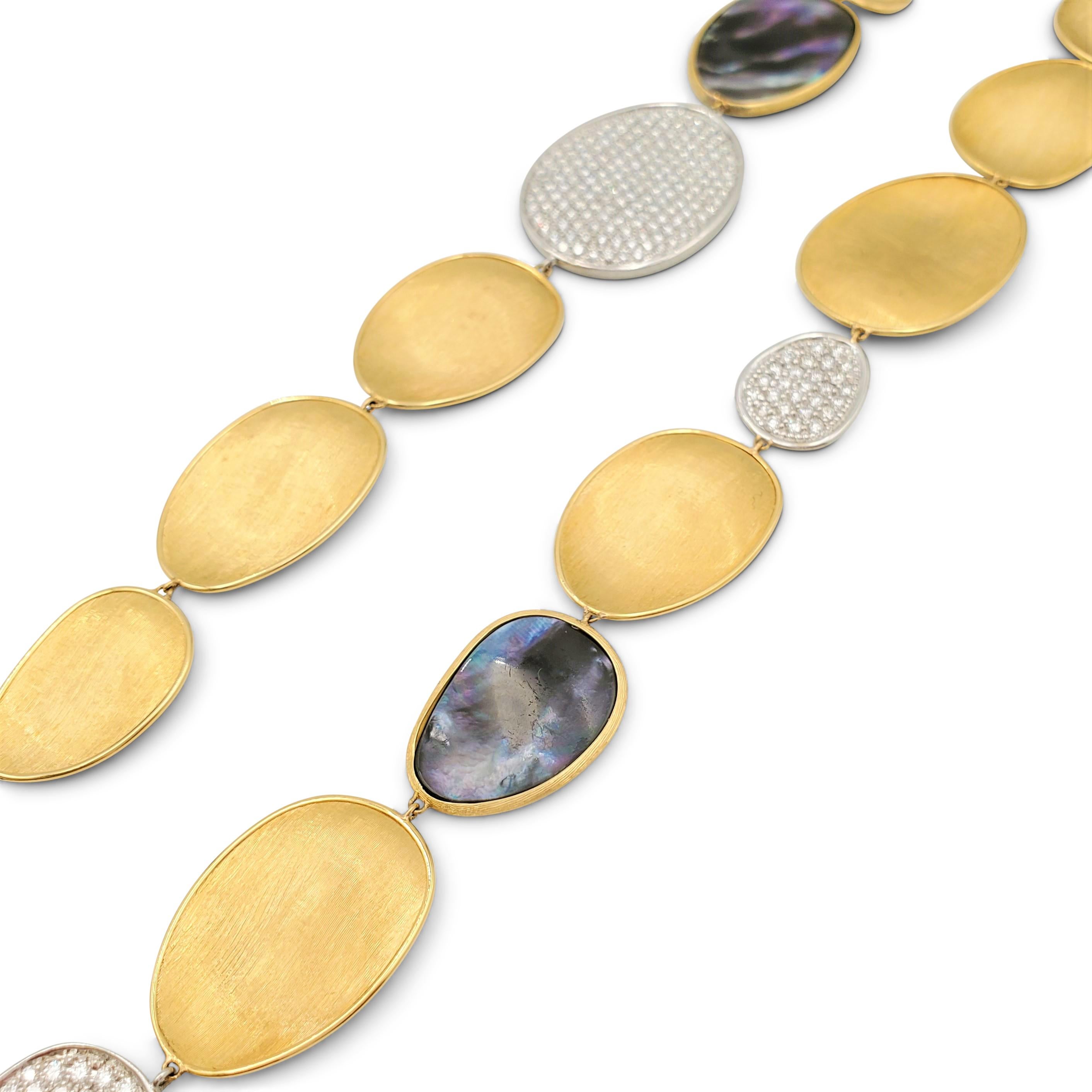 Round Cut Marco Bicego 'Lunaria' Mother of Pearl and Diamond Sautoir Necklace