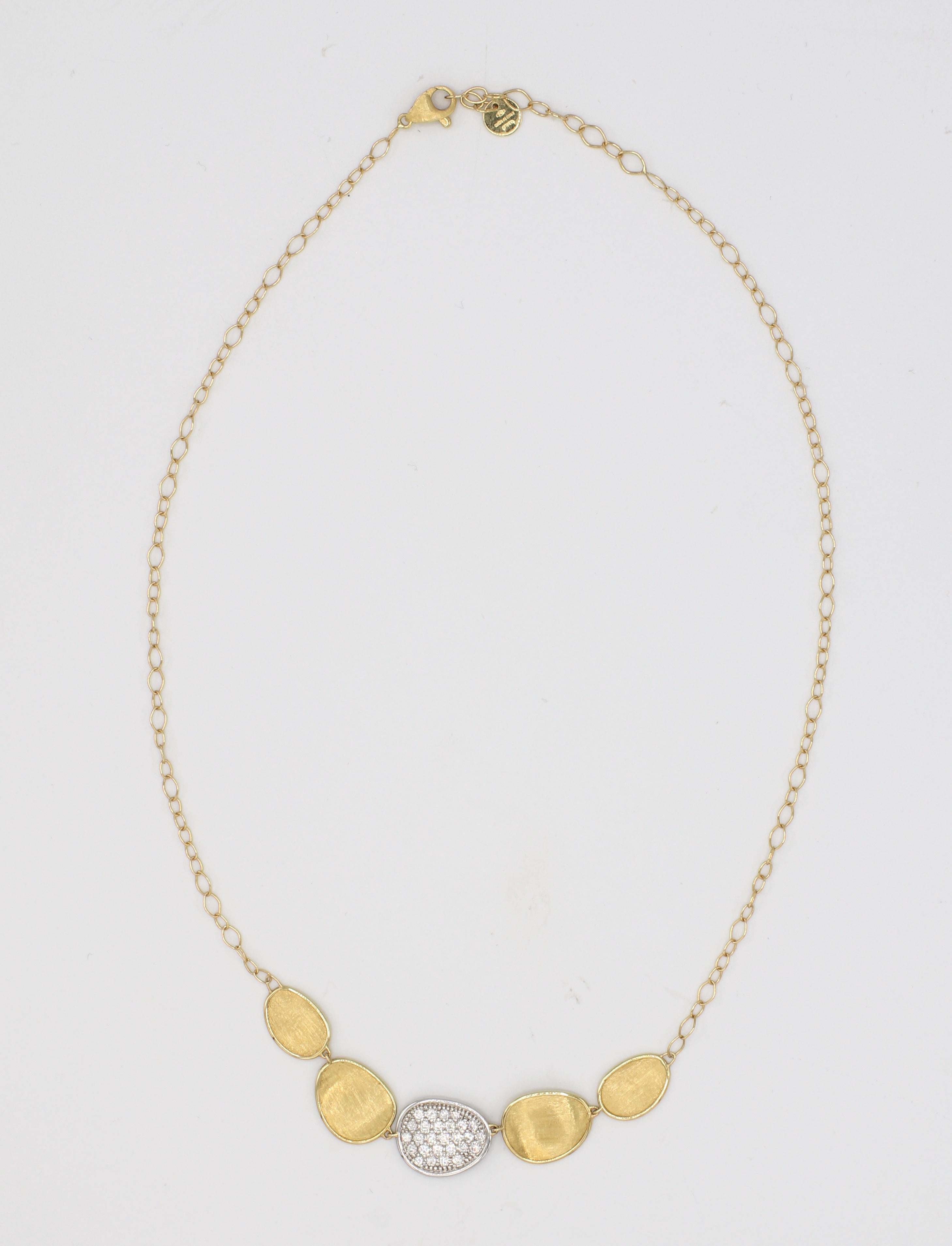 Modern Marco Bicego Lunaria Pave Diamond and 18 Karat Yellow Gold Necklace