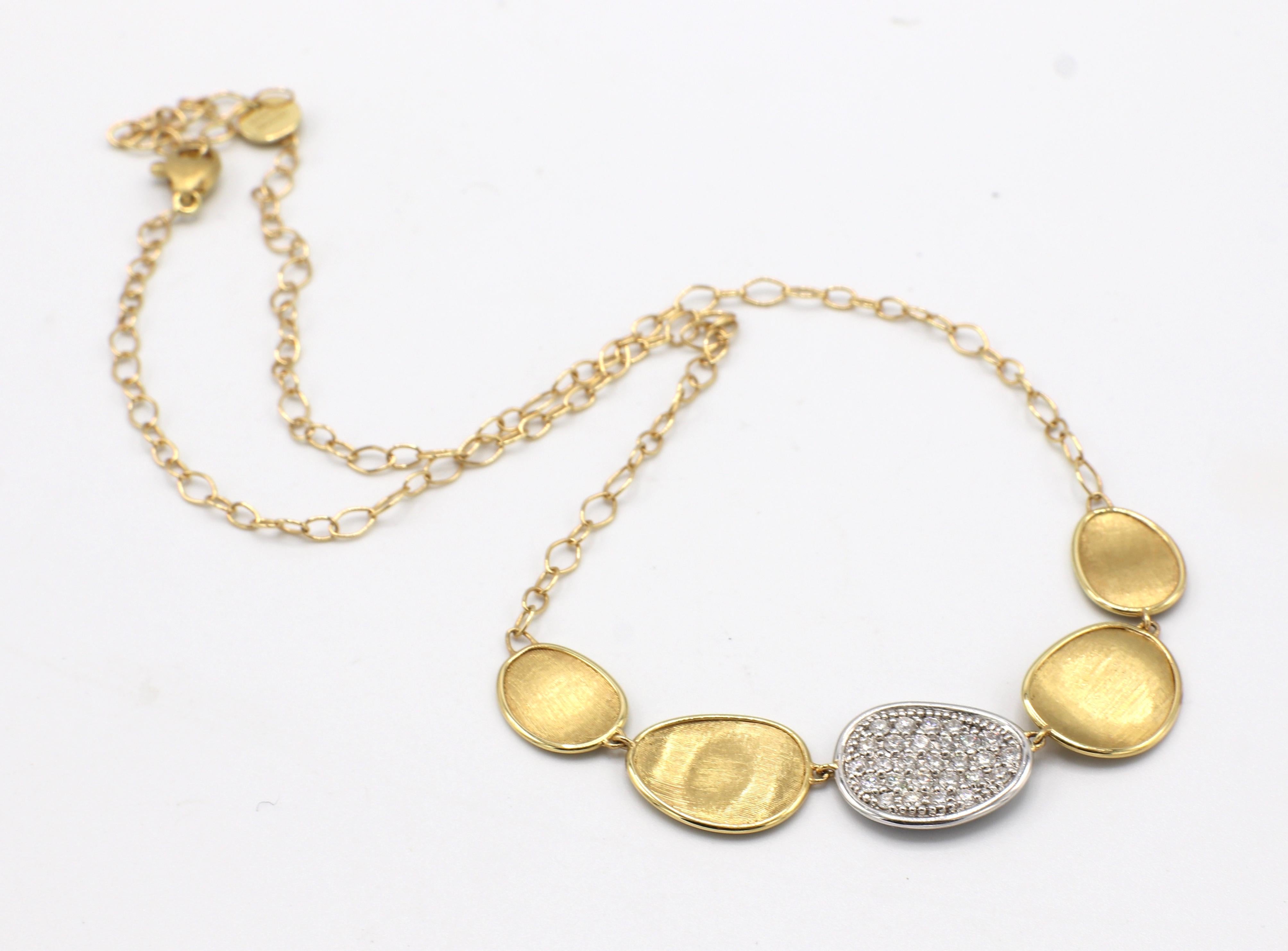 Marco Bicego Lunaria Pave Diamond and 18 Karat Yellow Gold Necklace 1