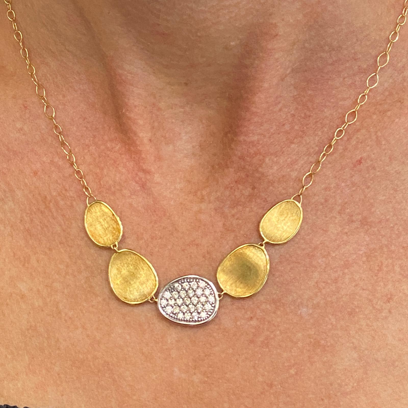 Modern MarCo Bicego Lunaria Pave Diamond 5 Station Necklace 18 Karat Two-Tone Gold