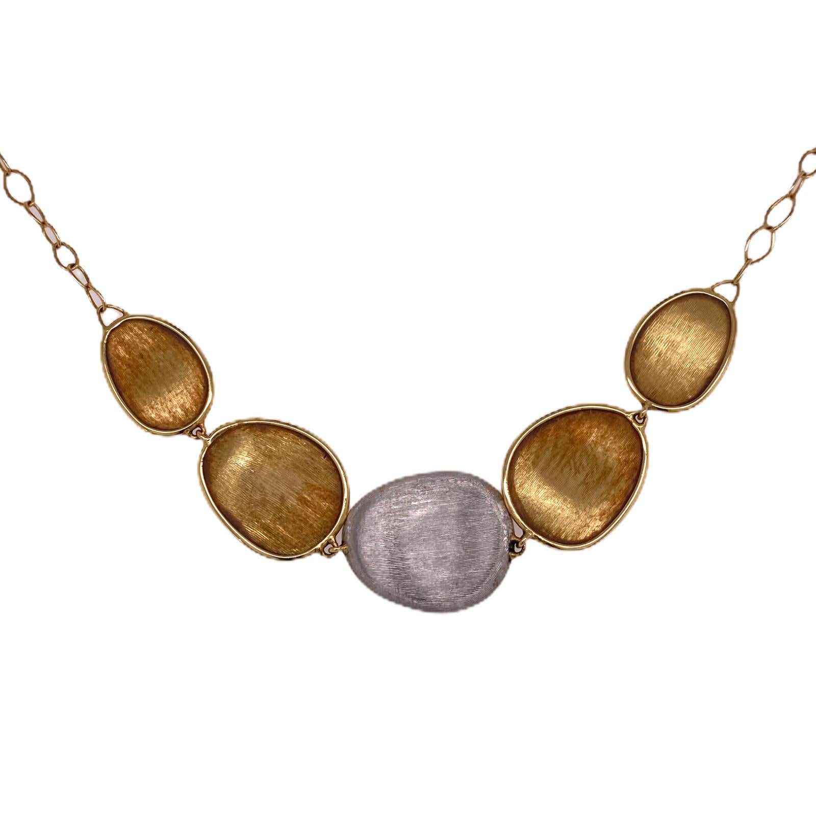 Women's MarCo Bicego Lunaria Pave Diamond 5 Station Necklace 18 Karat Two-Tone Gold