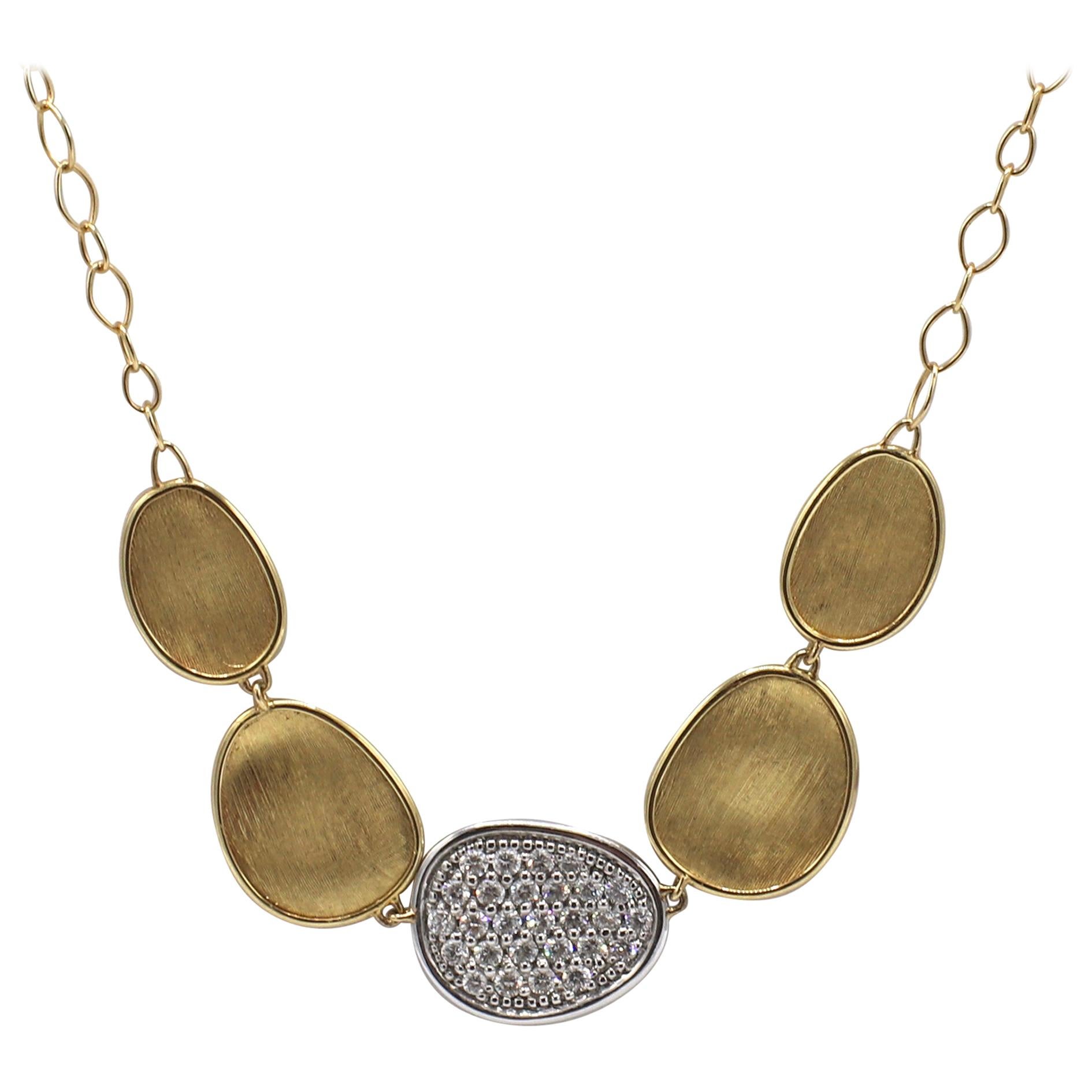 Marco Bicego Lunaria Pave Diamond and 18 Karat Yellow Gold Necklace