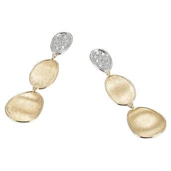 Marco Bicego Lunaria Petitle Triple Drop Yellow Gold & Diamonds Earring OB1749B For Sale