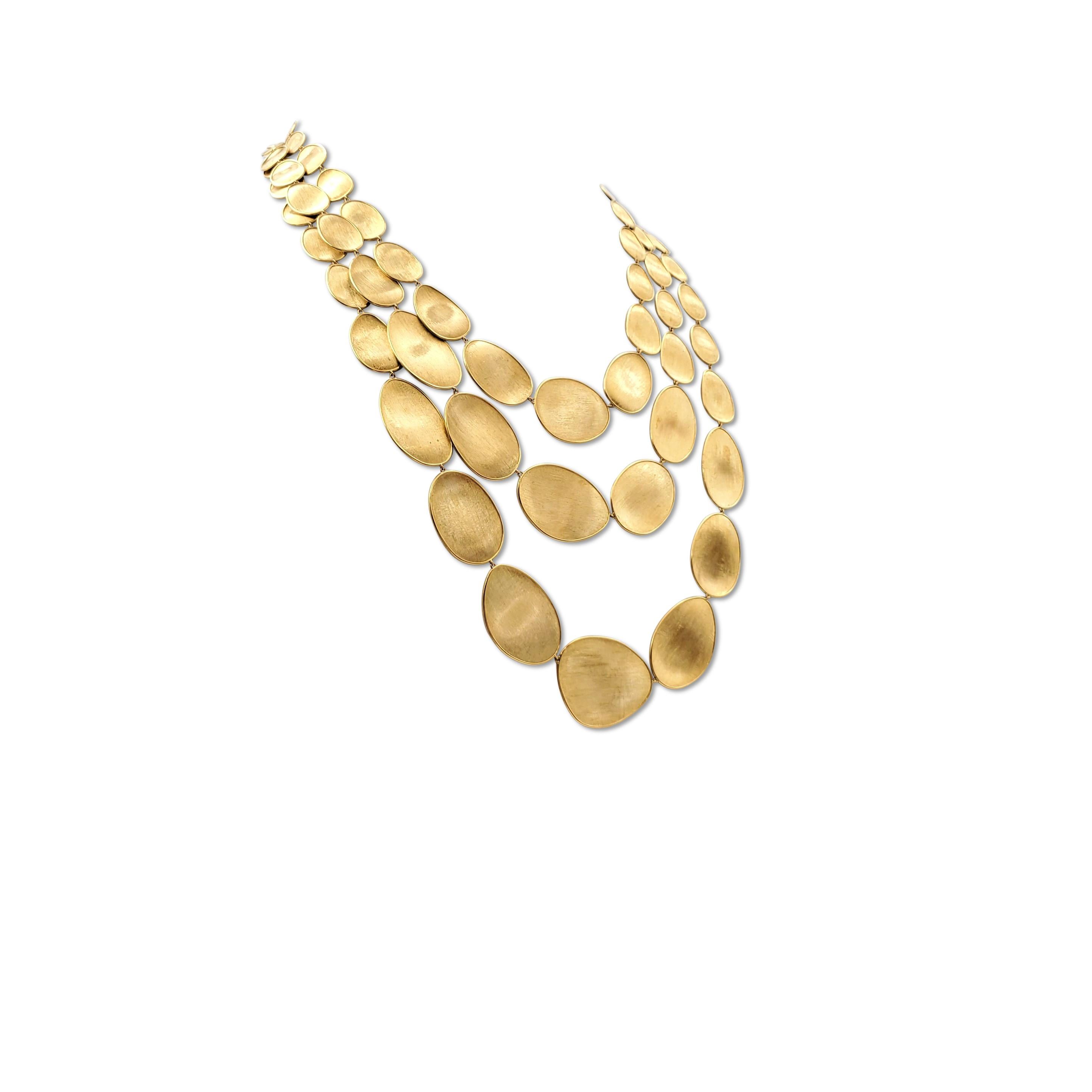 Marco Bicego 'Lunaria' Yellow Gold Oval Leaf Three Strand Necklace In Excellent Condition In New York, NY