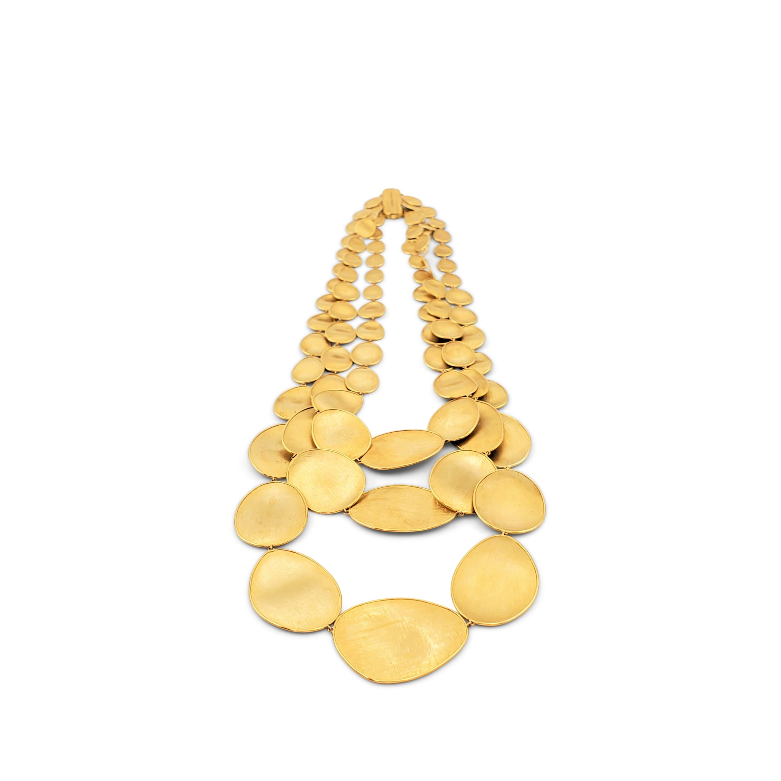 Women's Marco Bicego 'Lunaria' Yellow Gold Oval Leaf Three Strand Necklace