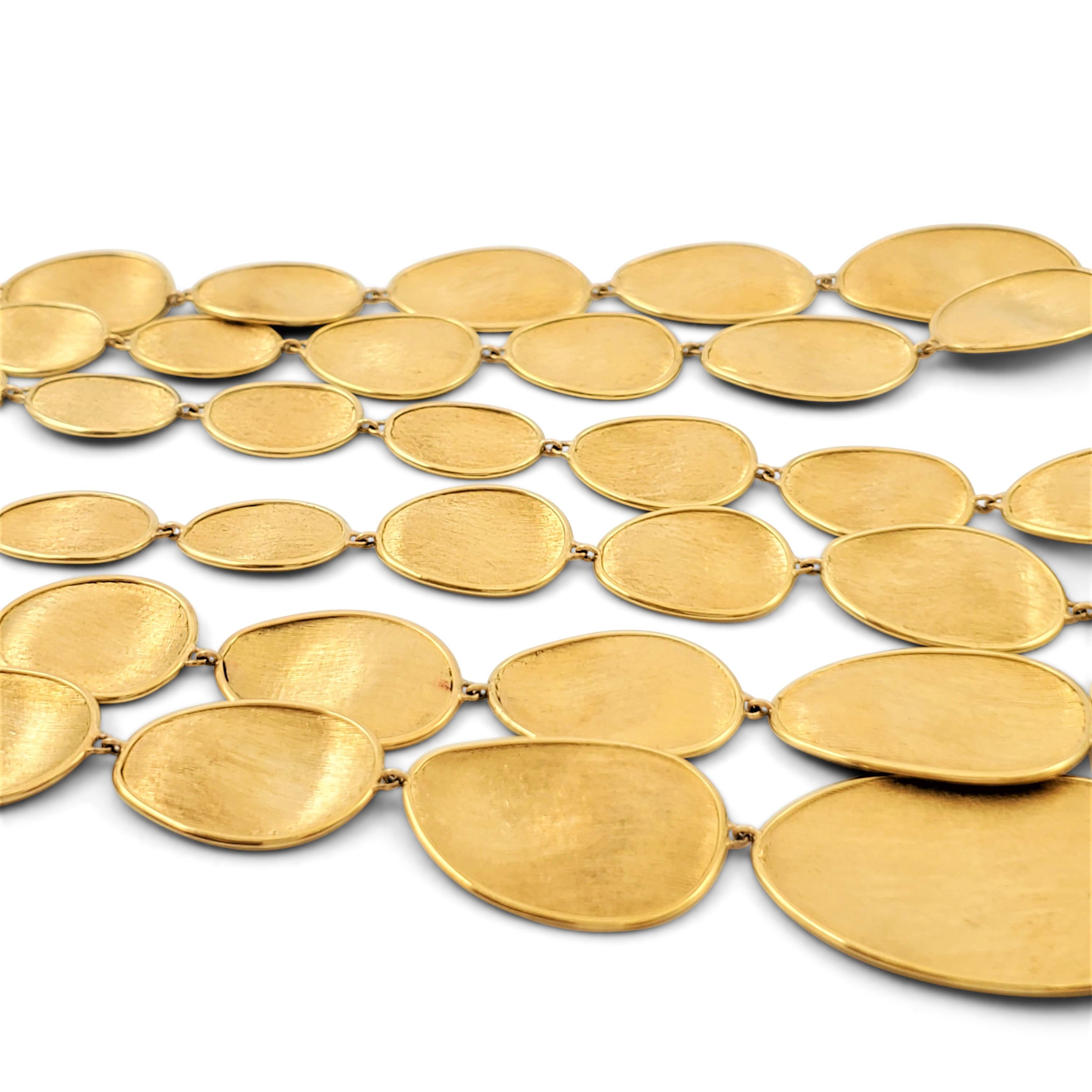 Marco Bicego 'Lunaria' Yellow Gold Oval Leaf Three Strand Necklace 4