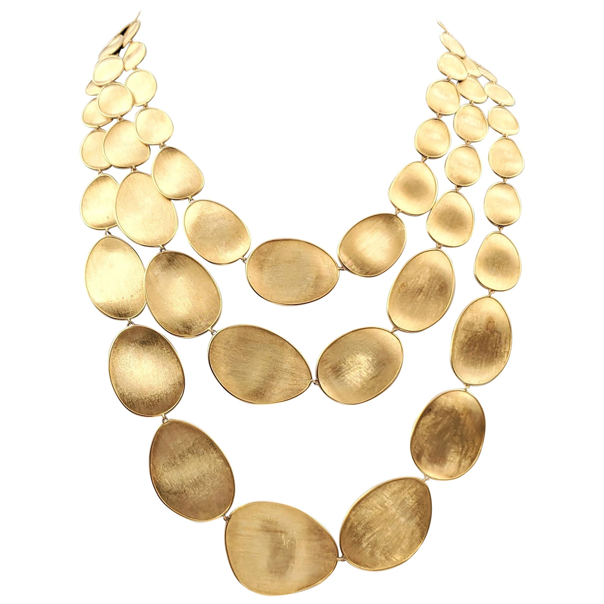 Marco Bicego 'Lunaria' Yellow Gold Oval Leaf Three Strand Necklace