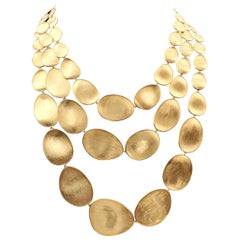 Marco Bicego 'Lunaria' Yellow Gold Oval Leaf Three Strand Necklace