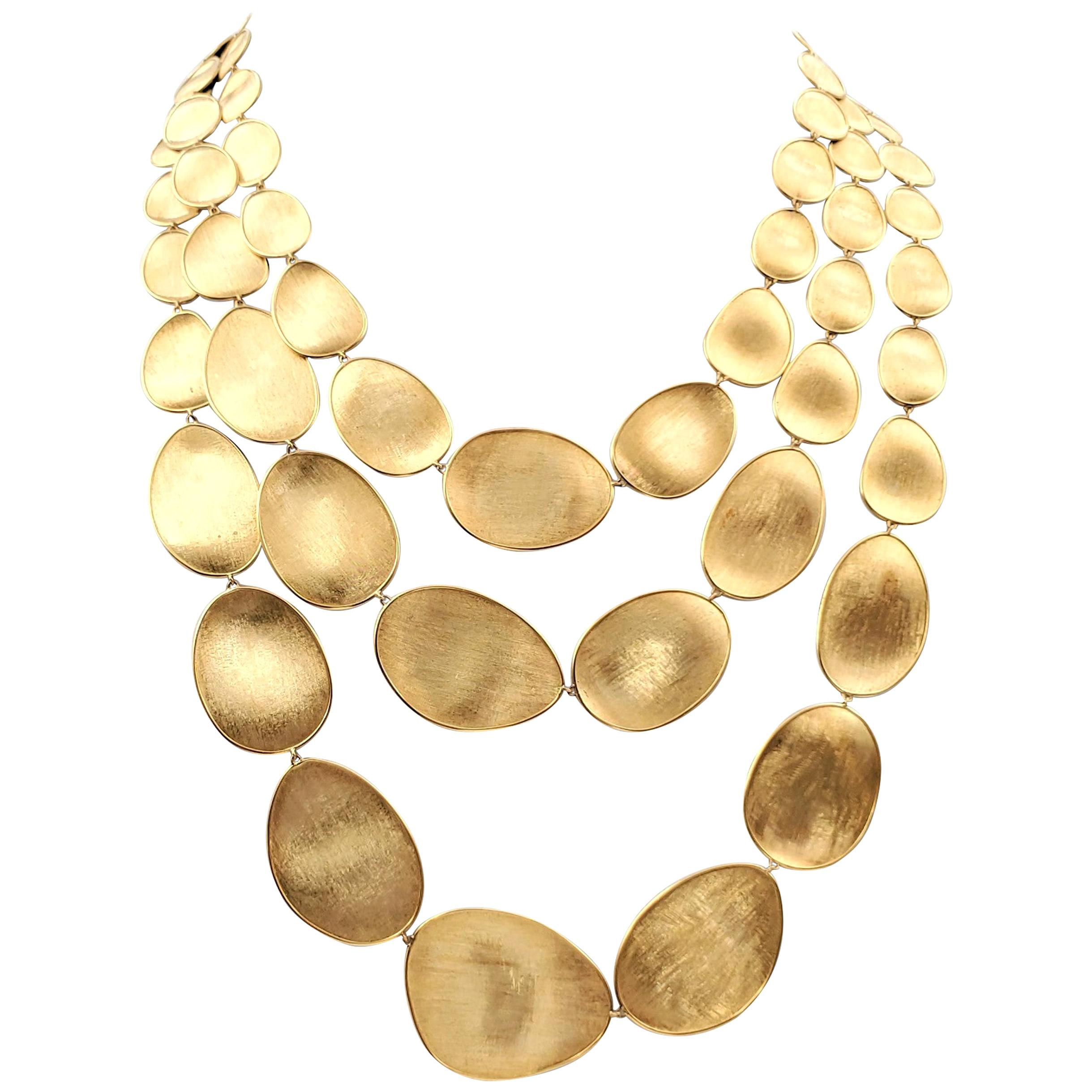 Marco Bicego 'Lunaria' Yellow Gold Oval Leaf Three-Strand Necklace