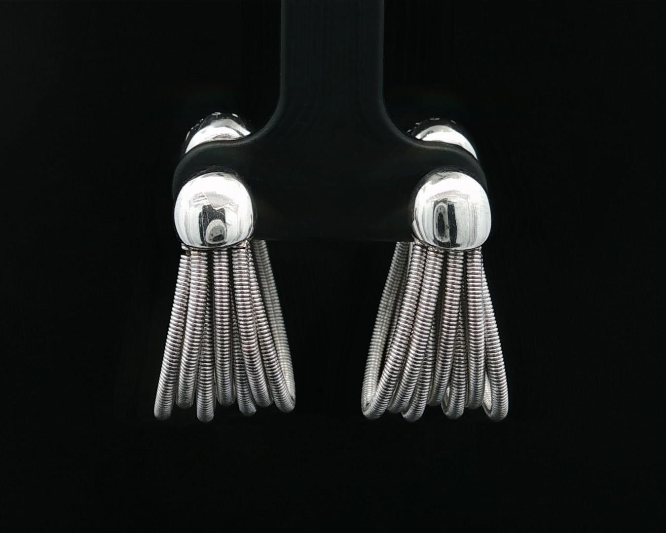 Marco Bicego Madagascar 18 Boucles d'oreilles or blanc pavé diamant flexible multi-cerceaux en vente 5