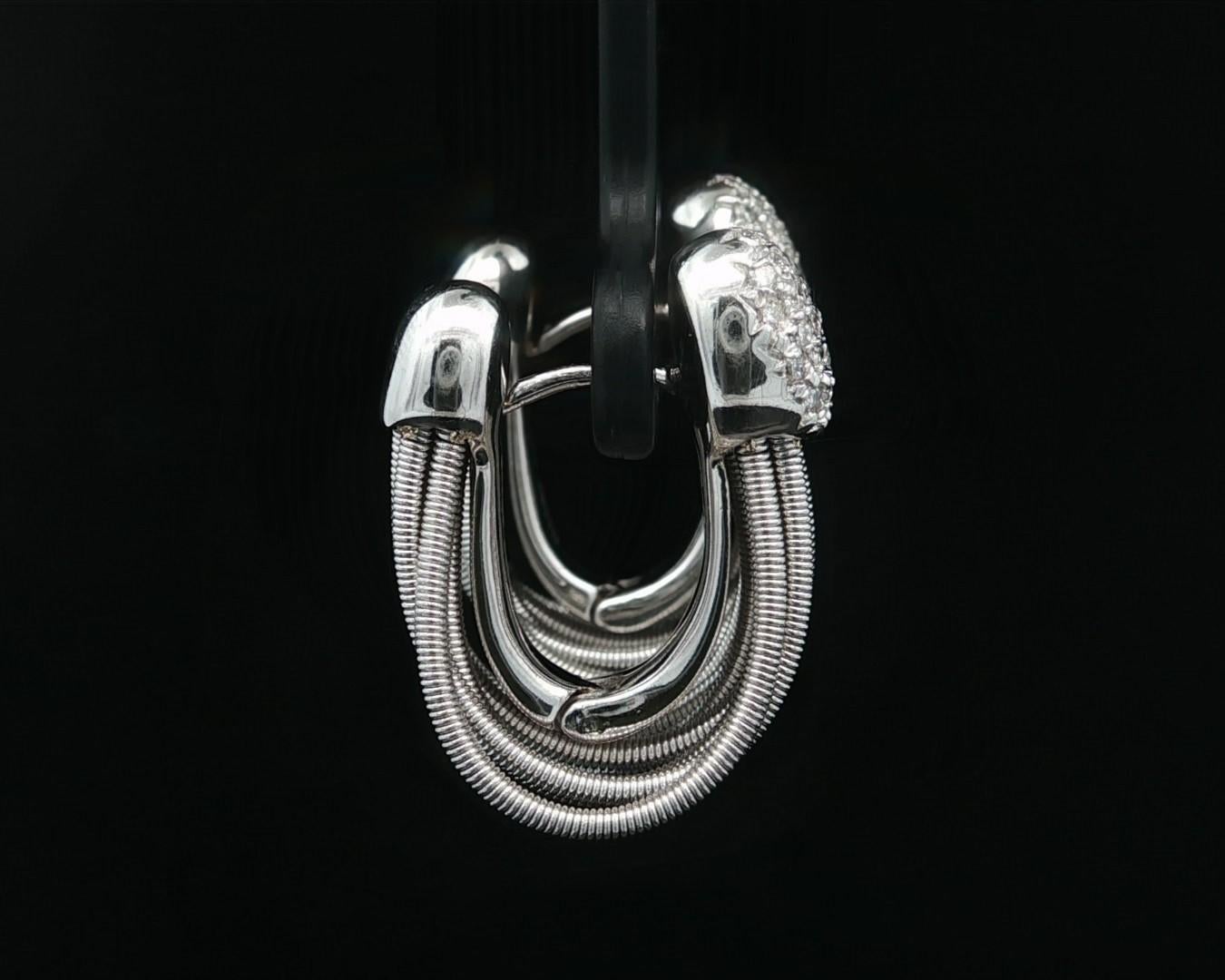 Marco Bicego Madagascar 18 Boucles d'oreilles or blanc pavé diamant flexible multi-cerceaux en vente 6