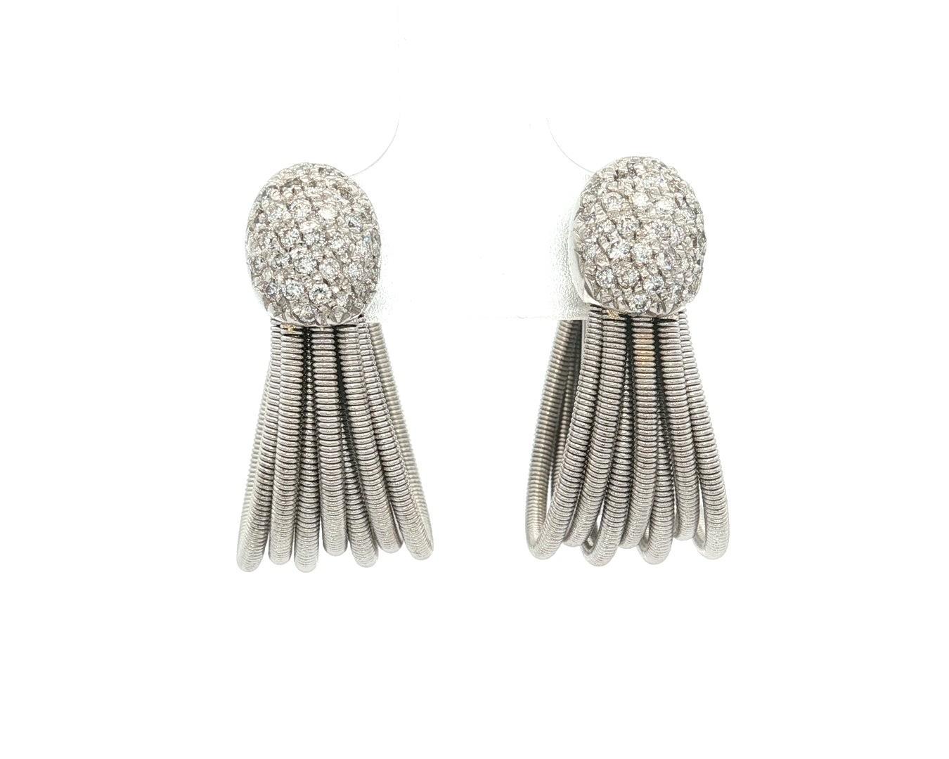 Marco Bicego Madagascar 18 Boucles d'oreilles or blanc pavé diamant flexible multi-cerceaux en vente 7