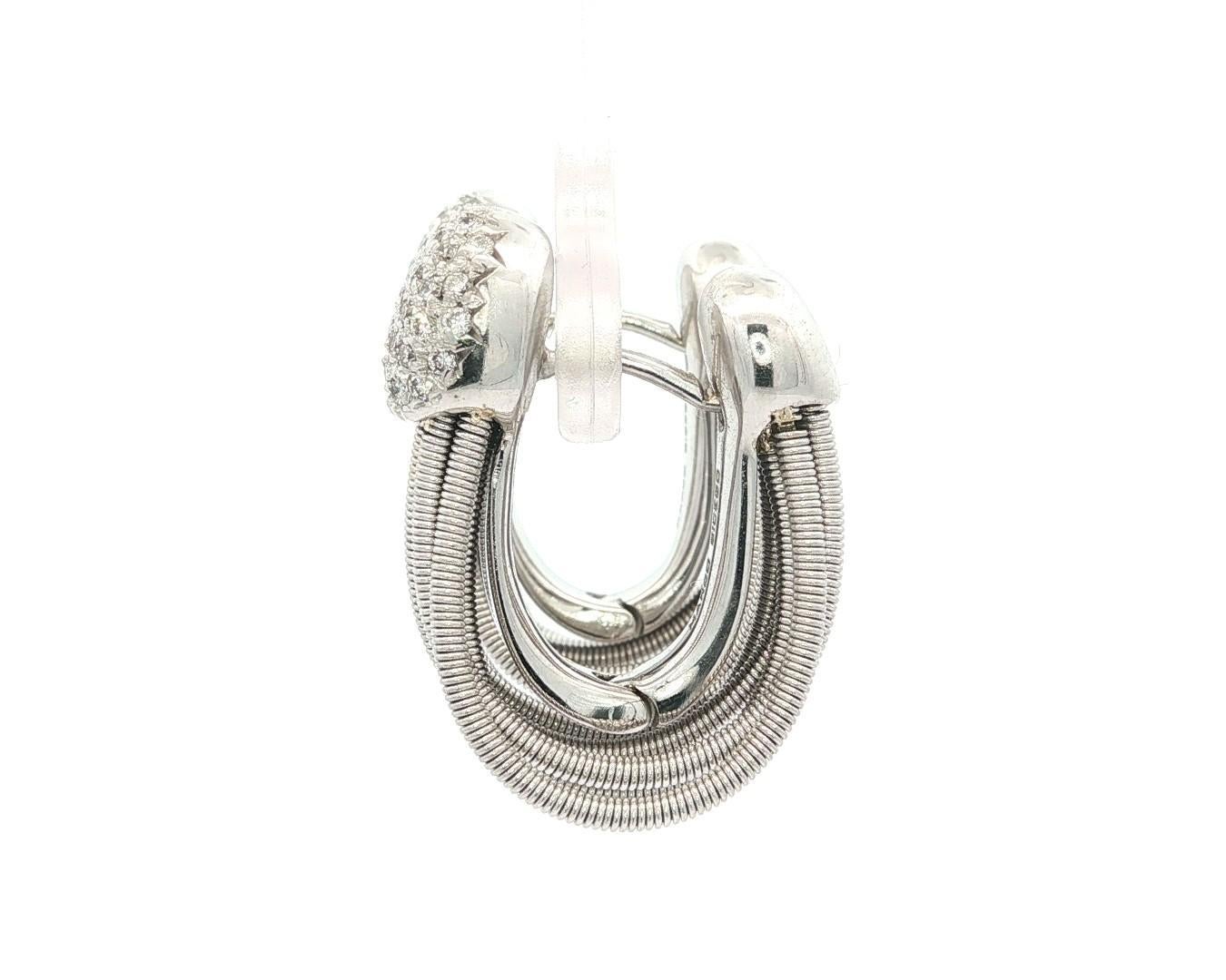Marco Bicego Madagascar 18 Boucles d'oreilles or blanc pavé diamant flexible multi-cerceaux Pour femmes en vente