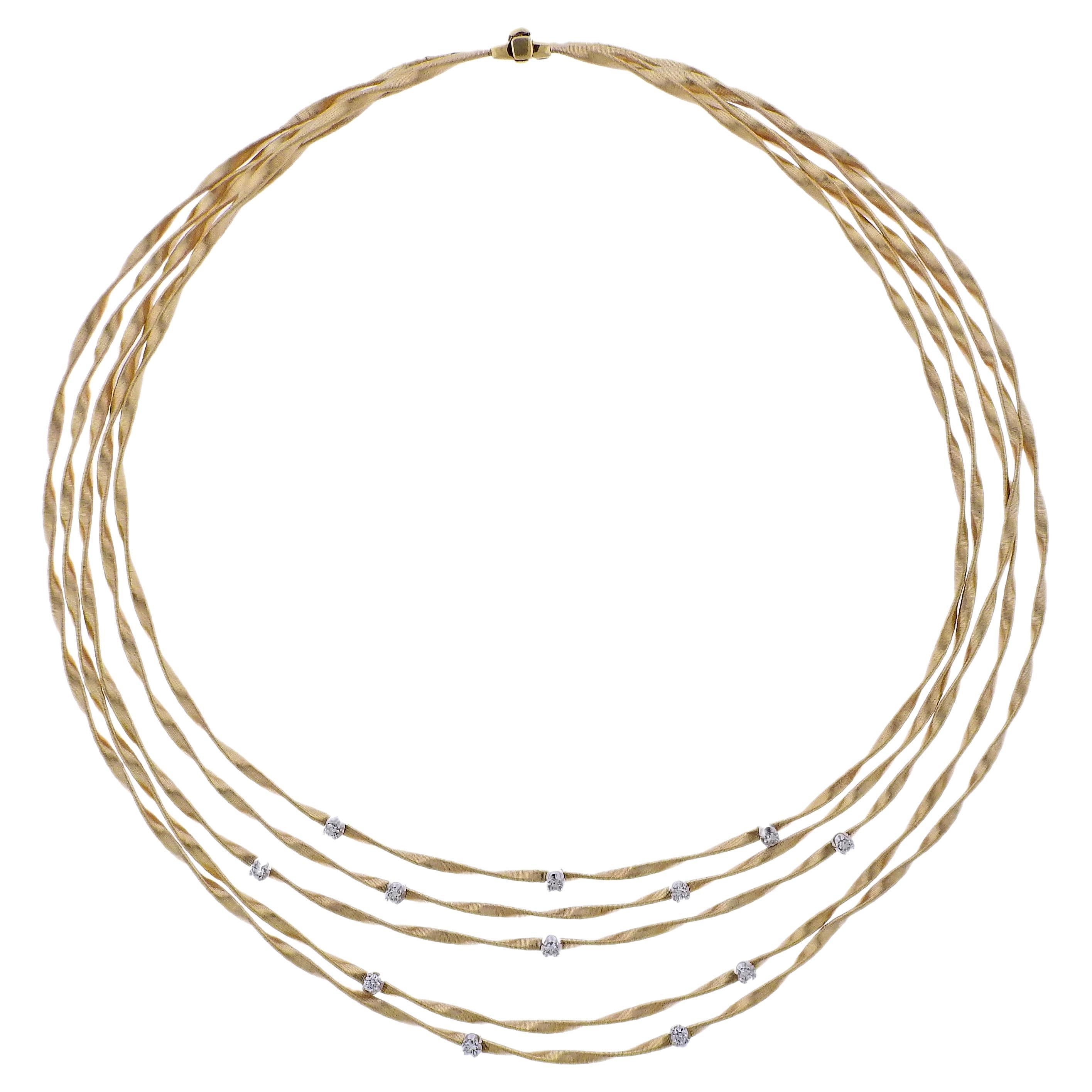 Marco Bicego Marrakech 18K Gold Five Strand Diamond Necklace For Sale