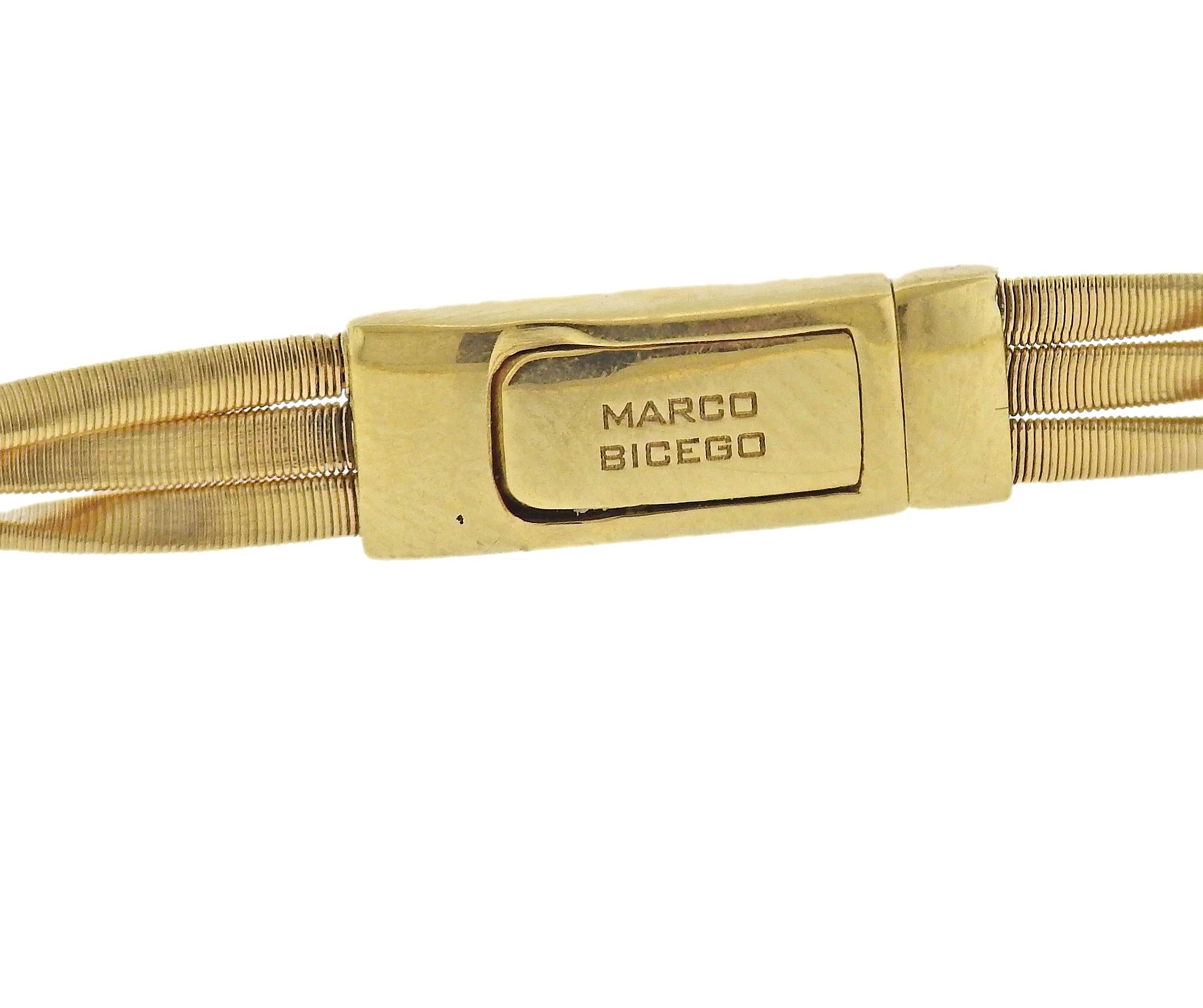 Marco Bicego Marrakech 18K Gold Three Strand Diamond Necklace In New Condition In Lambertville, NJ