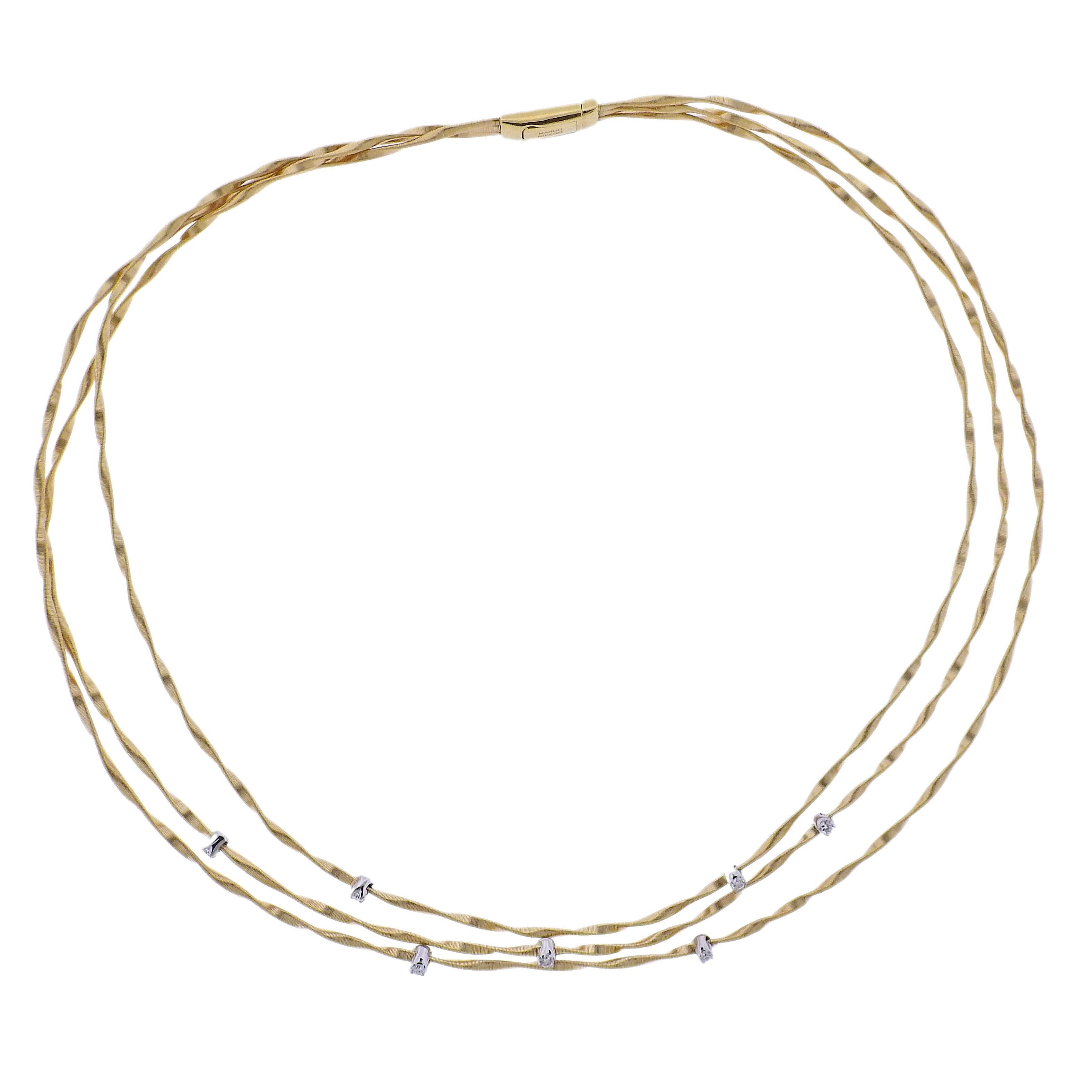 Women's Marco Bicego Marrakech 18K Gold Three Strand Diamond Necklace