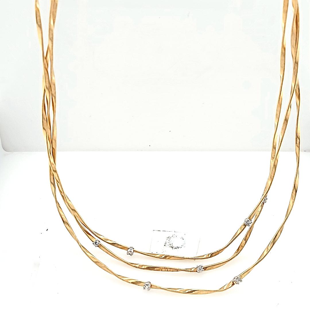 Marco Bicego Marrakech 18k Three-Strand Diamond Necklace In Excellent Condition In New York, NY