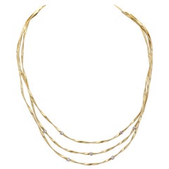 Marco Bicego Marrakech Kollektion 18 Karat Gelbgold & Diamant 3 reihige Halskette