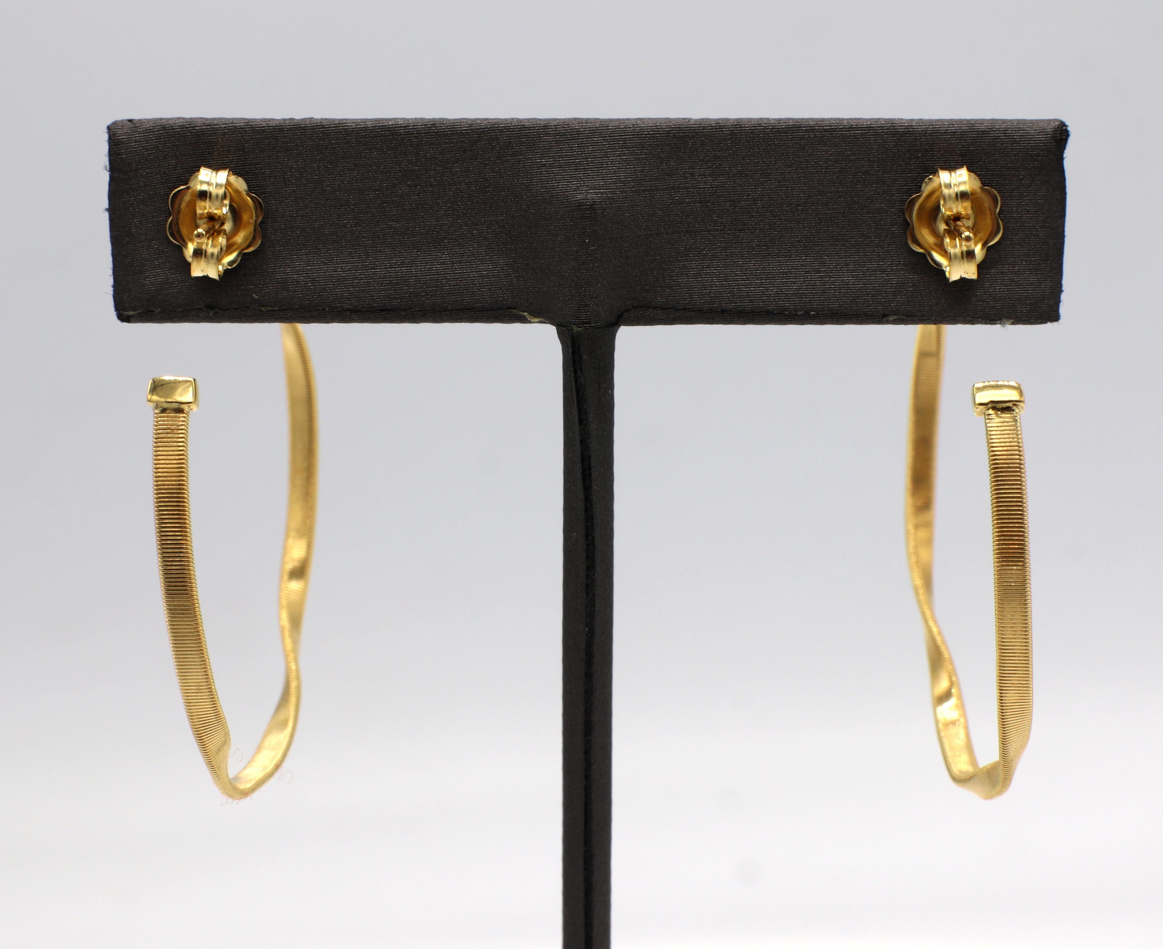 Marco Bicego Marrakech Collection 18K Yellow Gold Medium Hoop Earrings In Excellent Condition In  Baltimore, MD