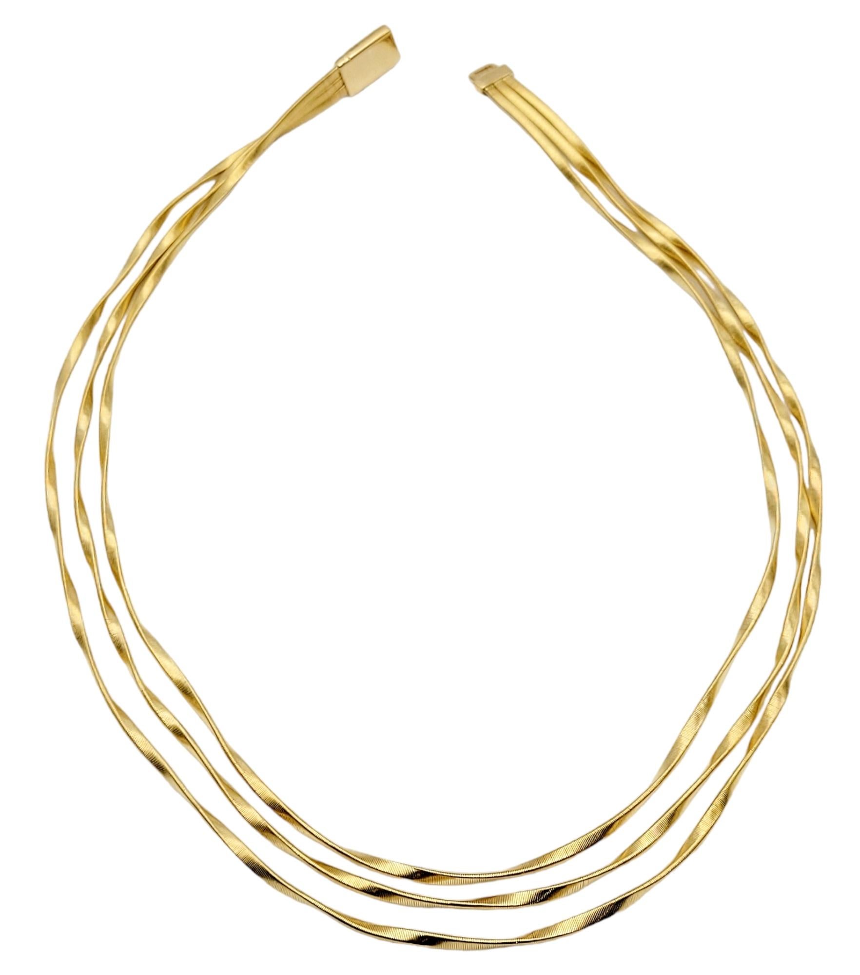 MarCo Bicego Marrakech Collection Three-Strand Necklace in 18 Karat Yellow Gold For Sale 3