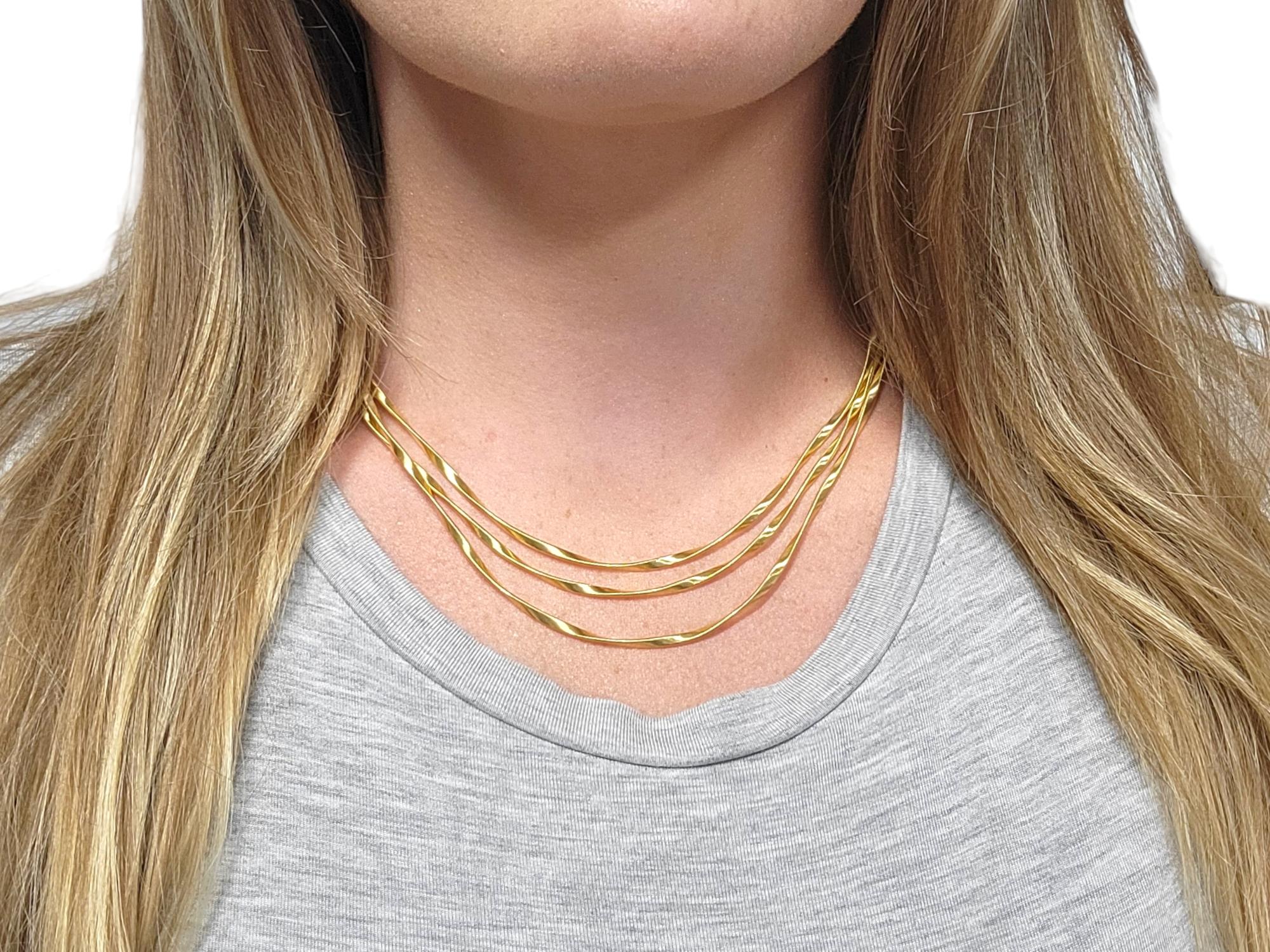 MarCo Bicego Marrakech Collection Three-Strand Necklace in 18 Karat Yellow Gold For Sale 5