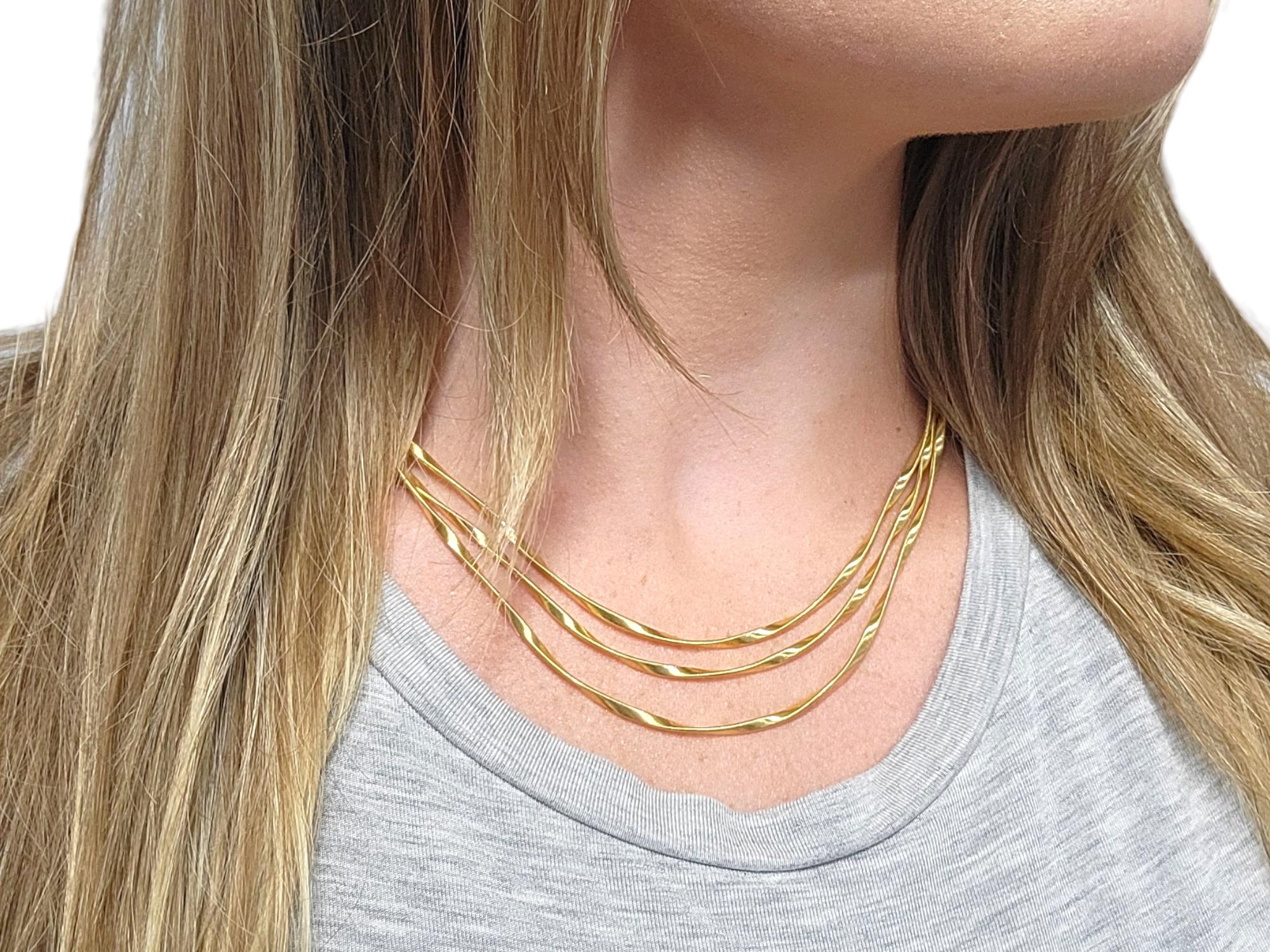 MarCo Bicego Marrakech Collection Three-Strand Necklace in 18 Karat Yellow Gold For Sale 5