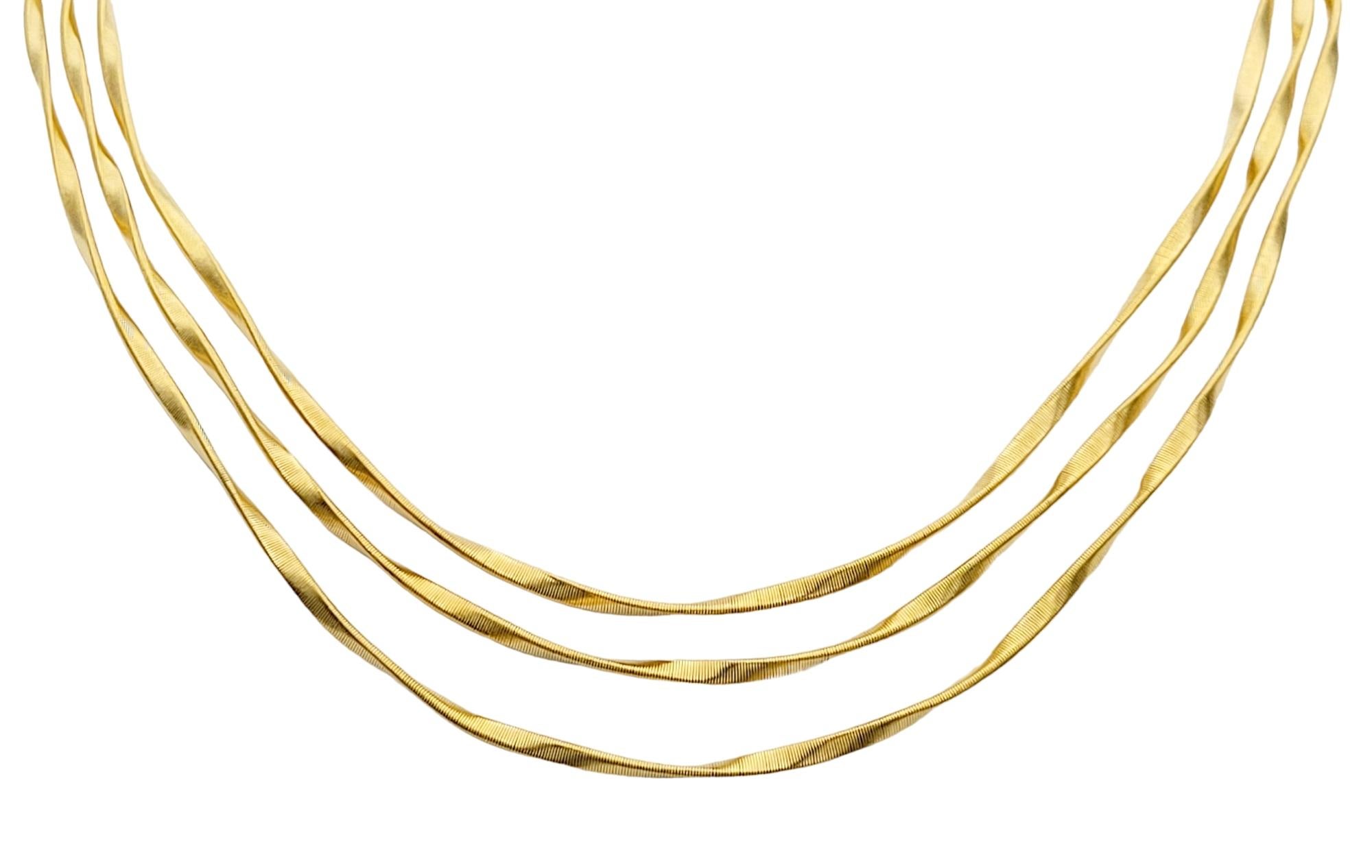 This elegant necklace from Marco Bicego is stylish, contemporary, and versatile. Every piece of Marco Bicego jewelry is handcrafted at the Trissino headquarters in the Veneto region of Northern Italy. This incredible piece is from the Marrakech