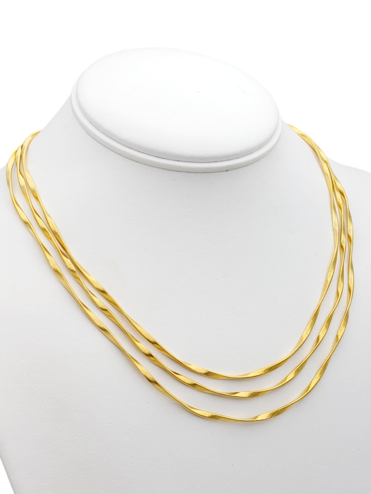 Contemporary MarCo Bicego Marrakech Collection Three-Strand Necklace in 18 Karat Yellow Gold For Sale