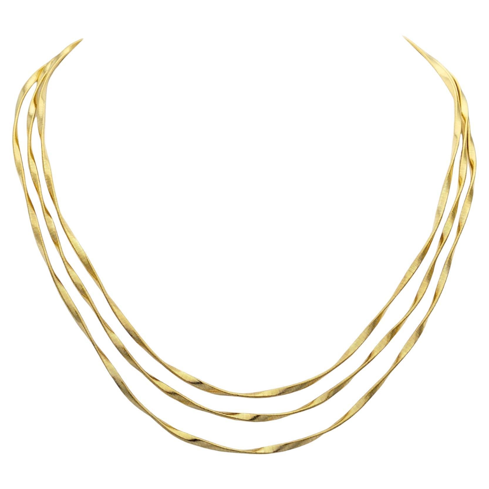 MarCo Bicego Marrakech Collection Three-Strand Necklace in 18 Karat Yellow Gold For Sale