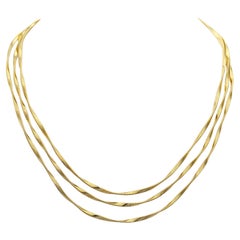 Used MarCo Bicego Marrakech Collection Three-Strand Necklace in 18 Karat Yellow Gold