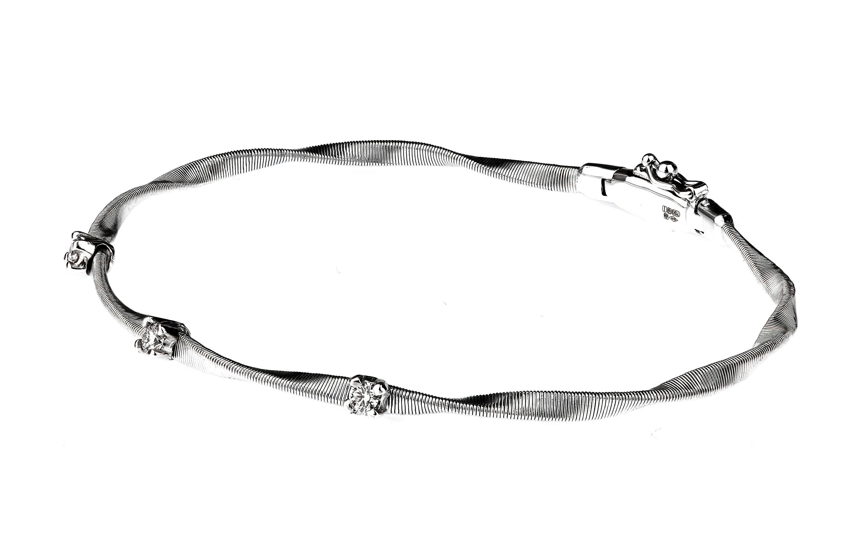 Artisan Marco Bicego “Marrakech” Diamond Stackable Bangle/Bracelet in 18K White Gold