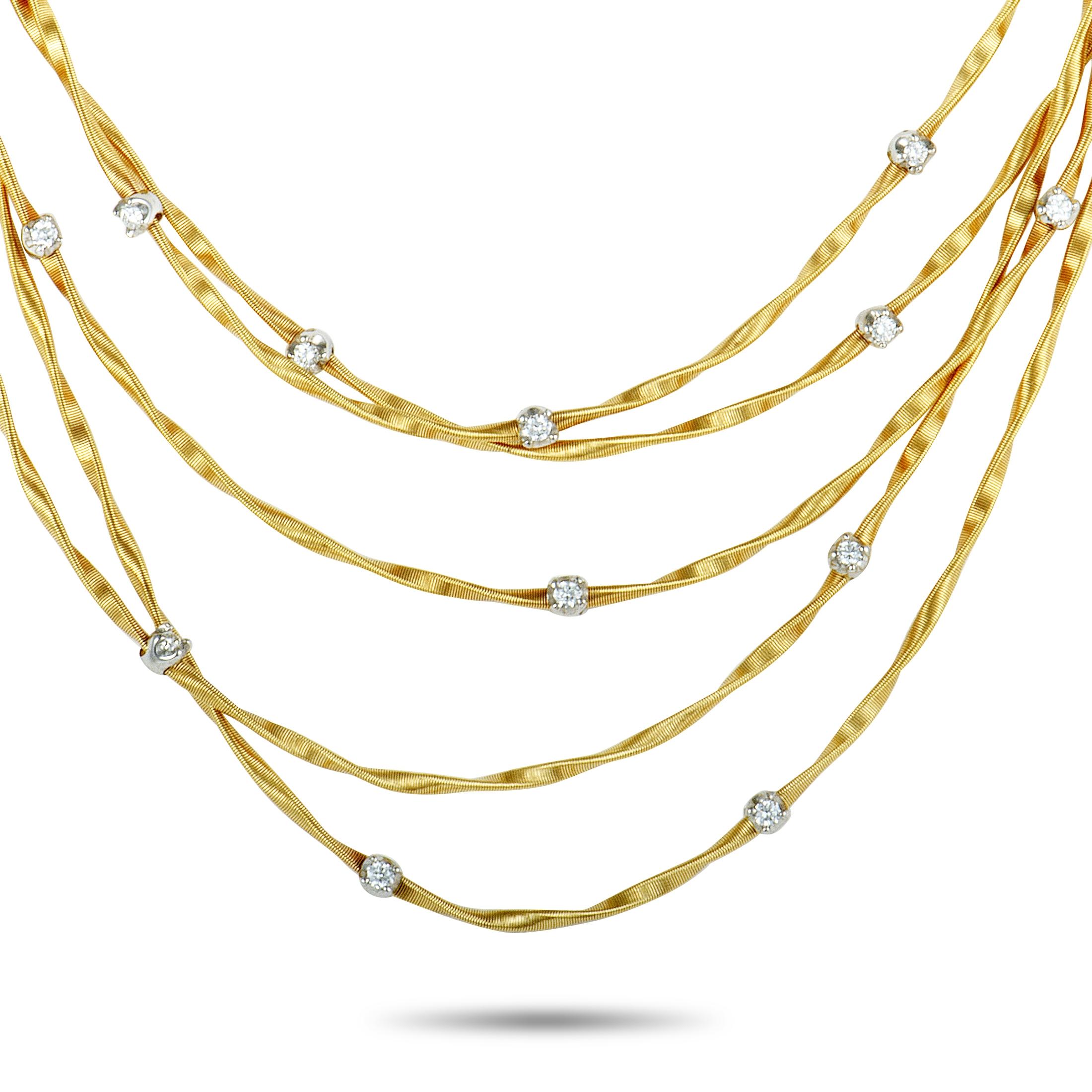 MarCo Bicego Marrakech Diamond Yellow and White Gold Strand Necklace In Excellent Condition In Southampton, PA
