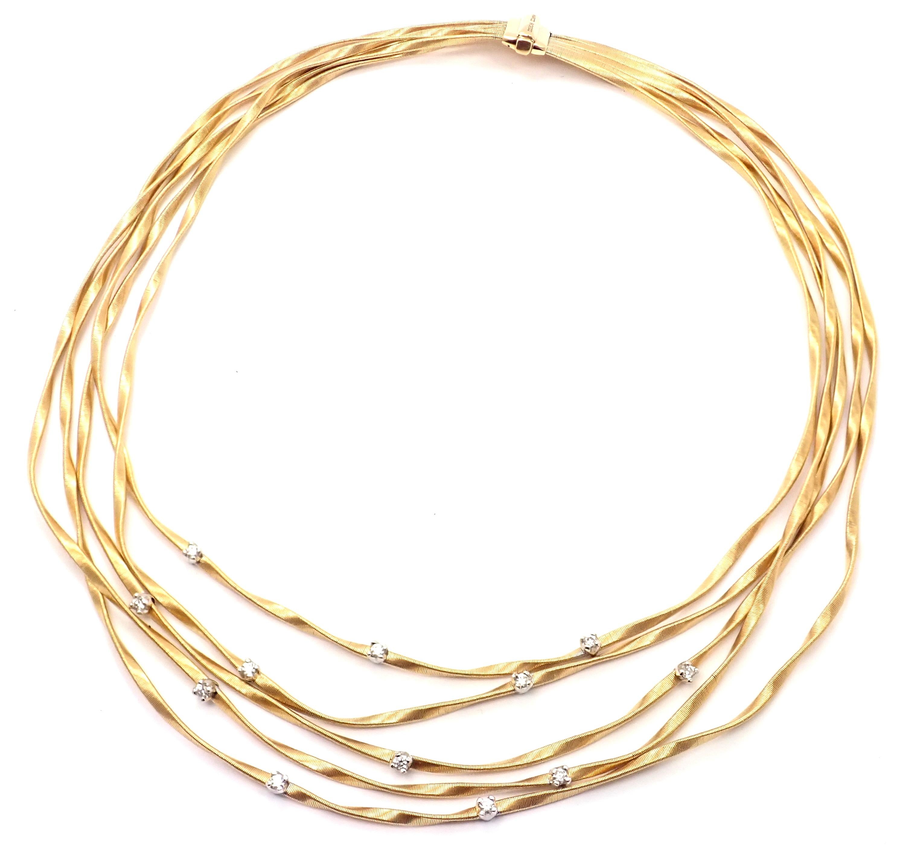 Brilliant Cut Marco Bicego Marrakech Five Stand Diamond Yellow Gold Necklace