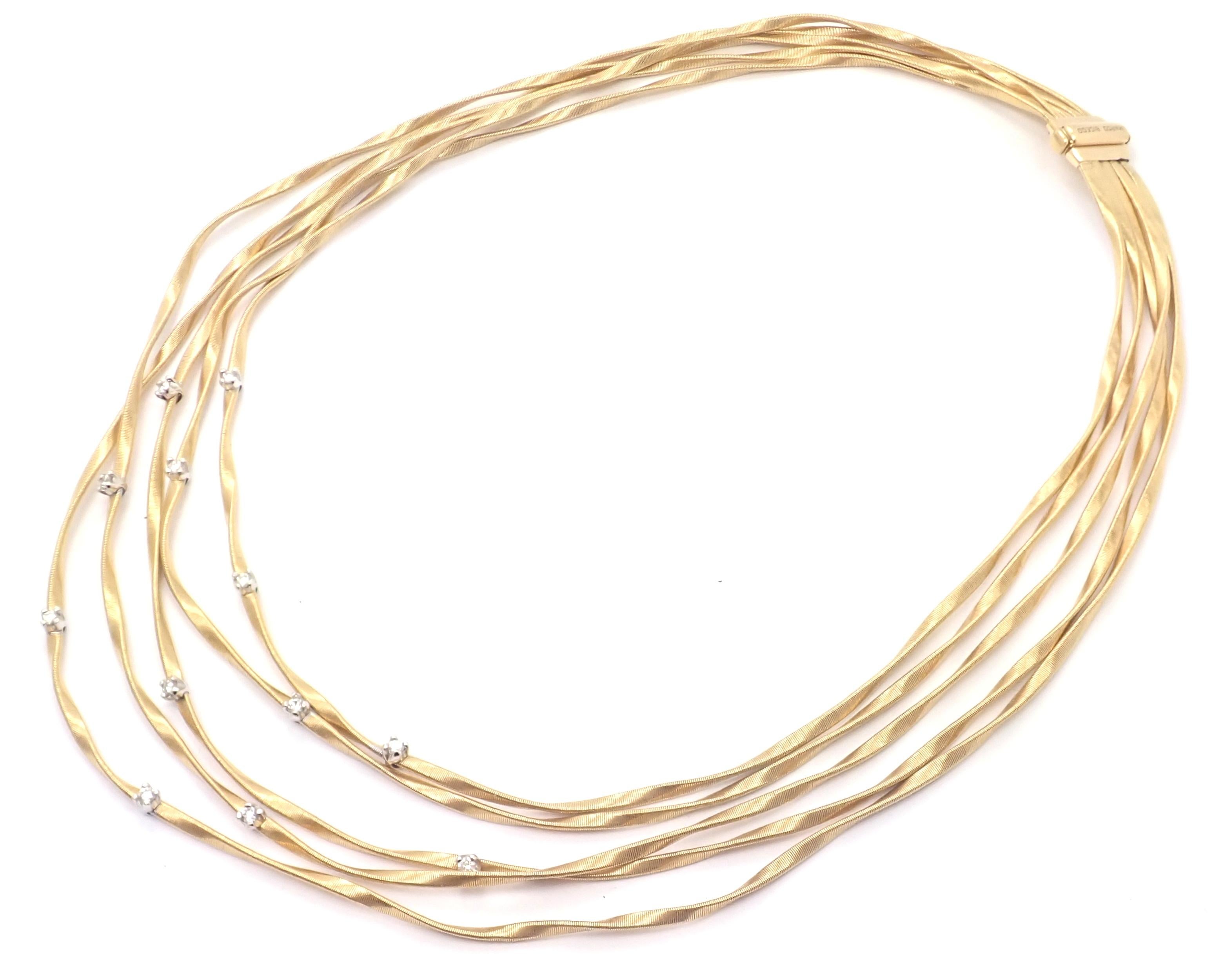 Women's or Men's Marco Bicego Marrakech Five Stand Diamond Yellow Gold Necklace