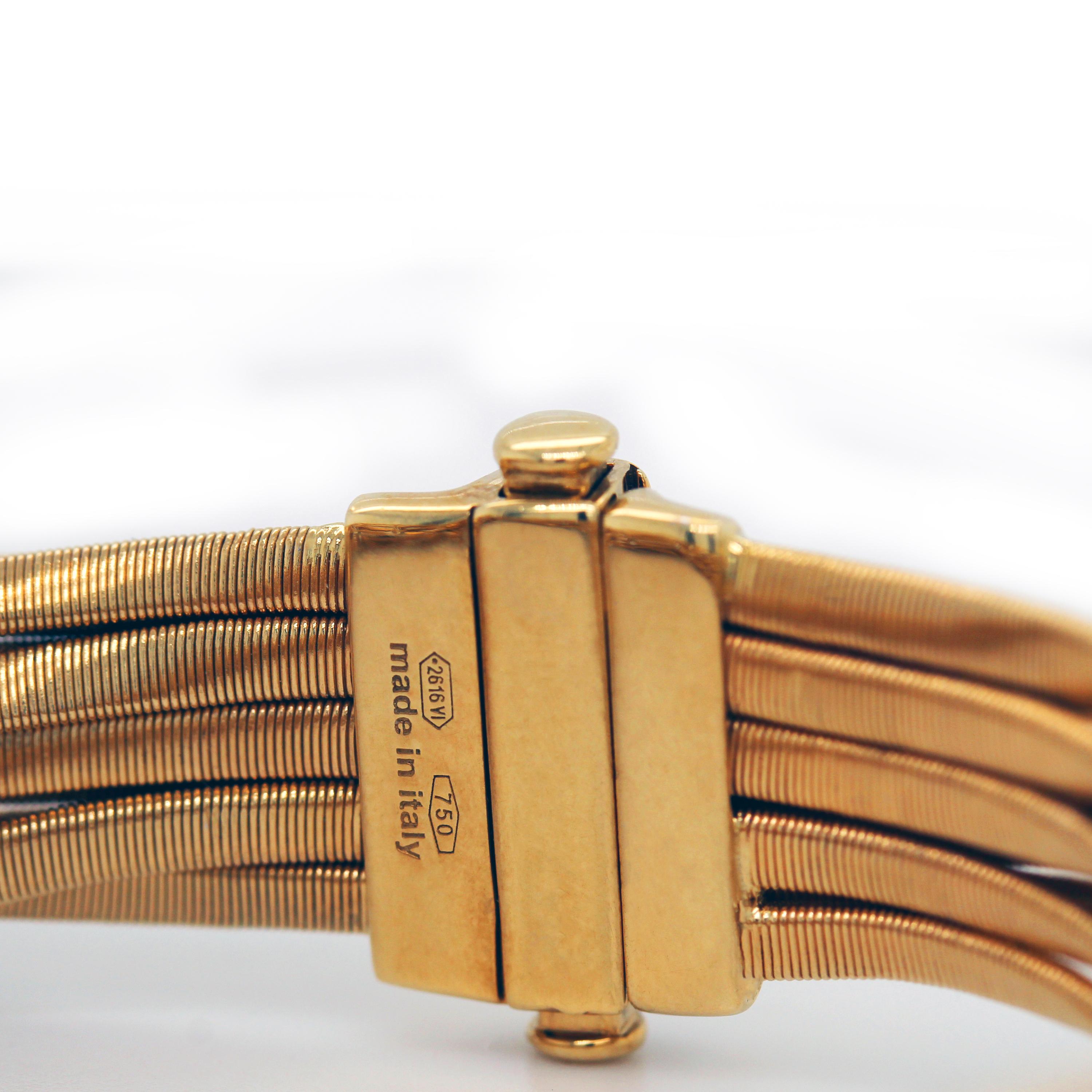 Marco Bicego Marrakech Nine Strand 18K Gold and Diamond Multi Stand Bracelet

From the Marrakech collection by Marco Bicego, this nine-strand bracelet is worn like a cuff and is truly second to none.

Apprx. 1 carat G color, VS clarity