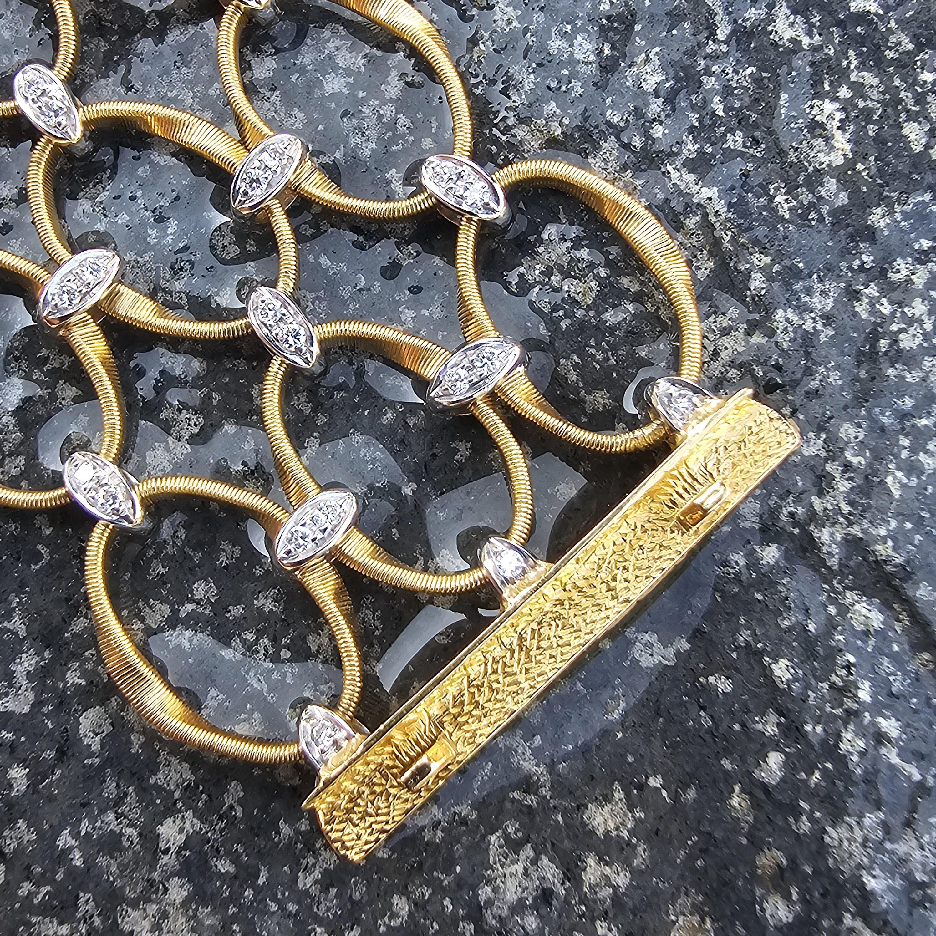 Marco Bicego Marrakech Onde Bracciale di diamanti a 3 file in oro giallo bianco 18k 16250 in vendita 2