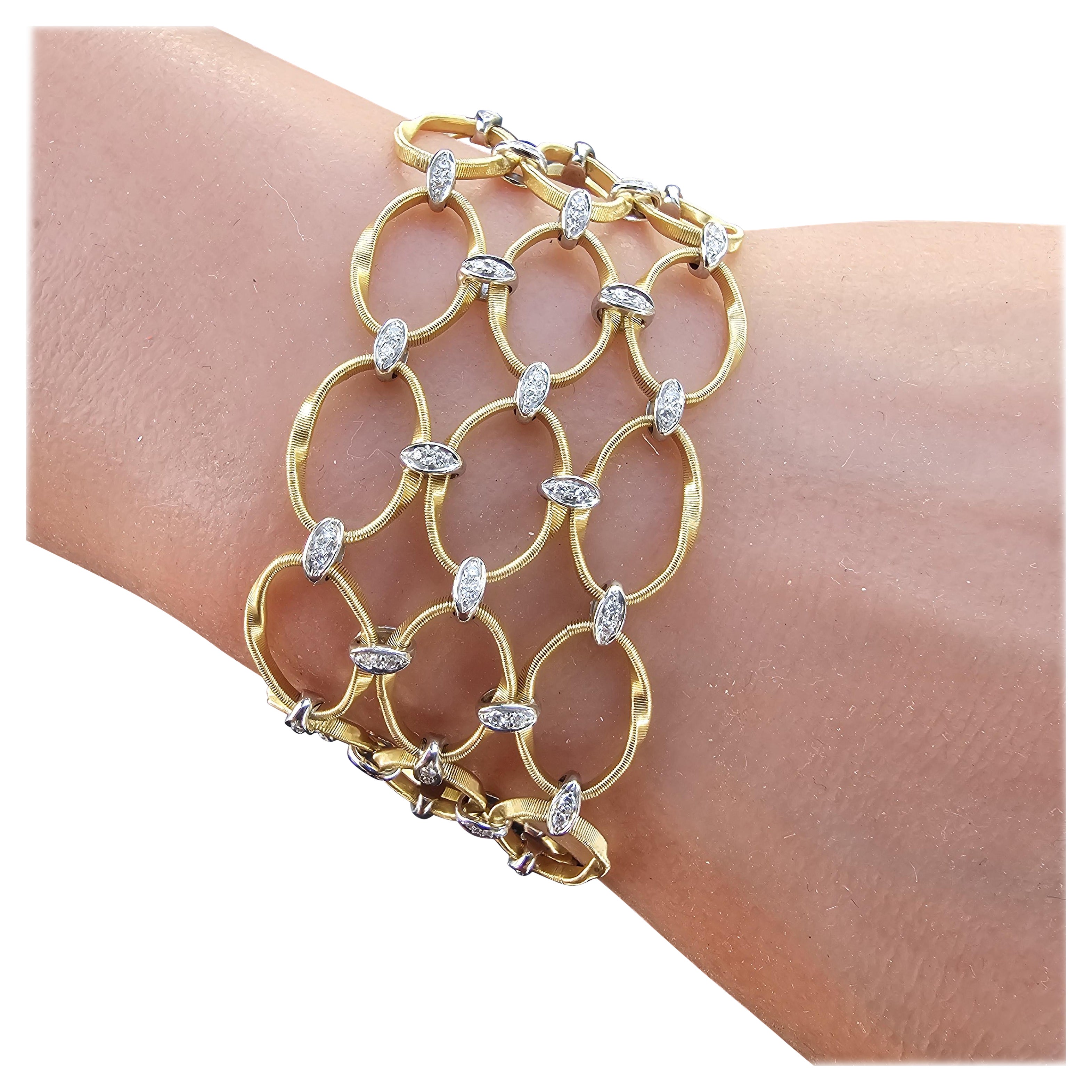 Marco Bicego Marrakech Onde Diamond Bracelet 3 row 18k White Yellow Gold 16250