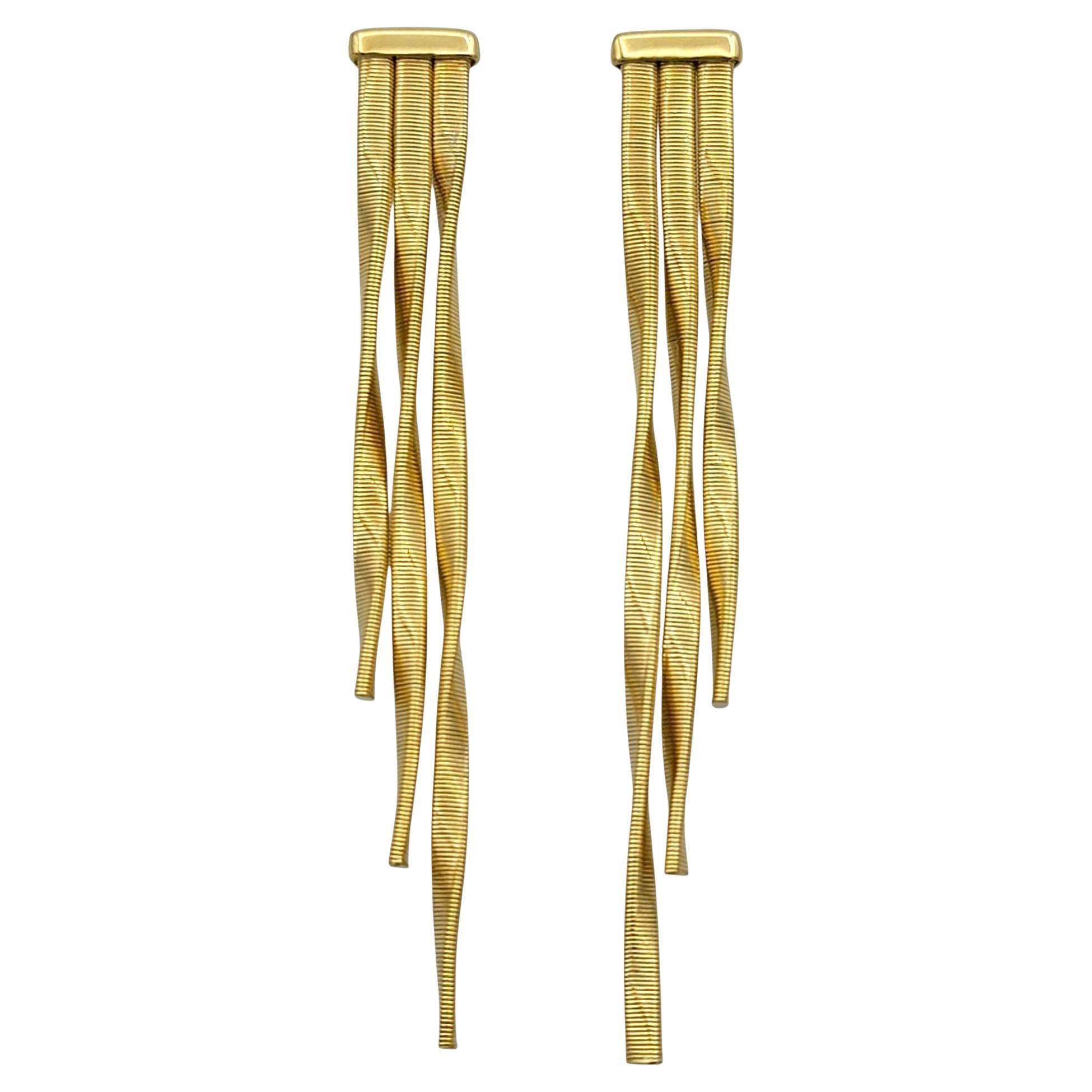 Marco Bicego Marrakech Three Strand Dangle Earrings in 18 Karat Yellow Gold
