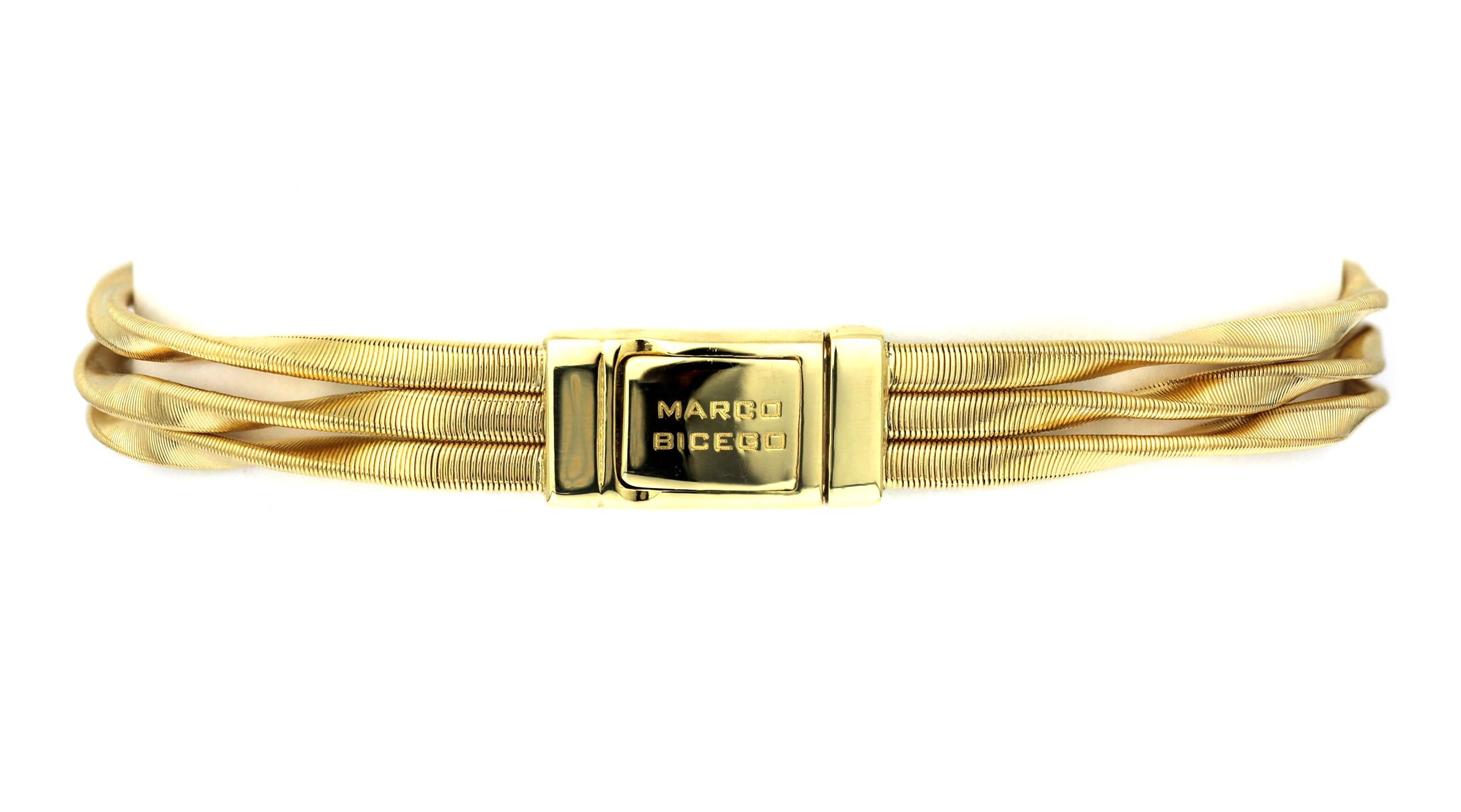 Modern Marco Bicego Marrakech Three Strand/Row Diamond Bracelet in 18 Carat Yellow Gold